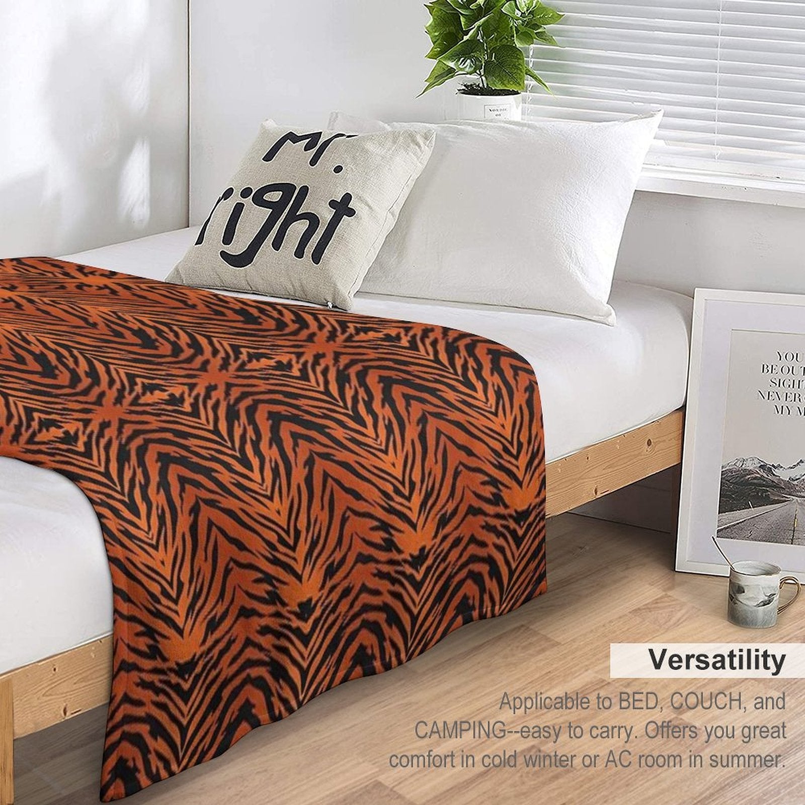 Orange Tiger Costume Versatility Throw Blanket