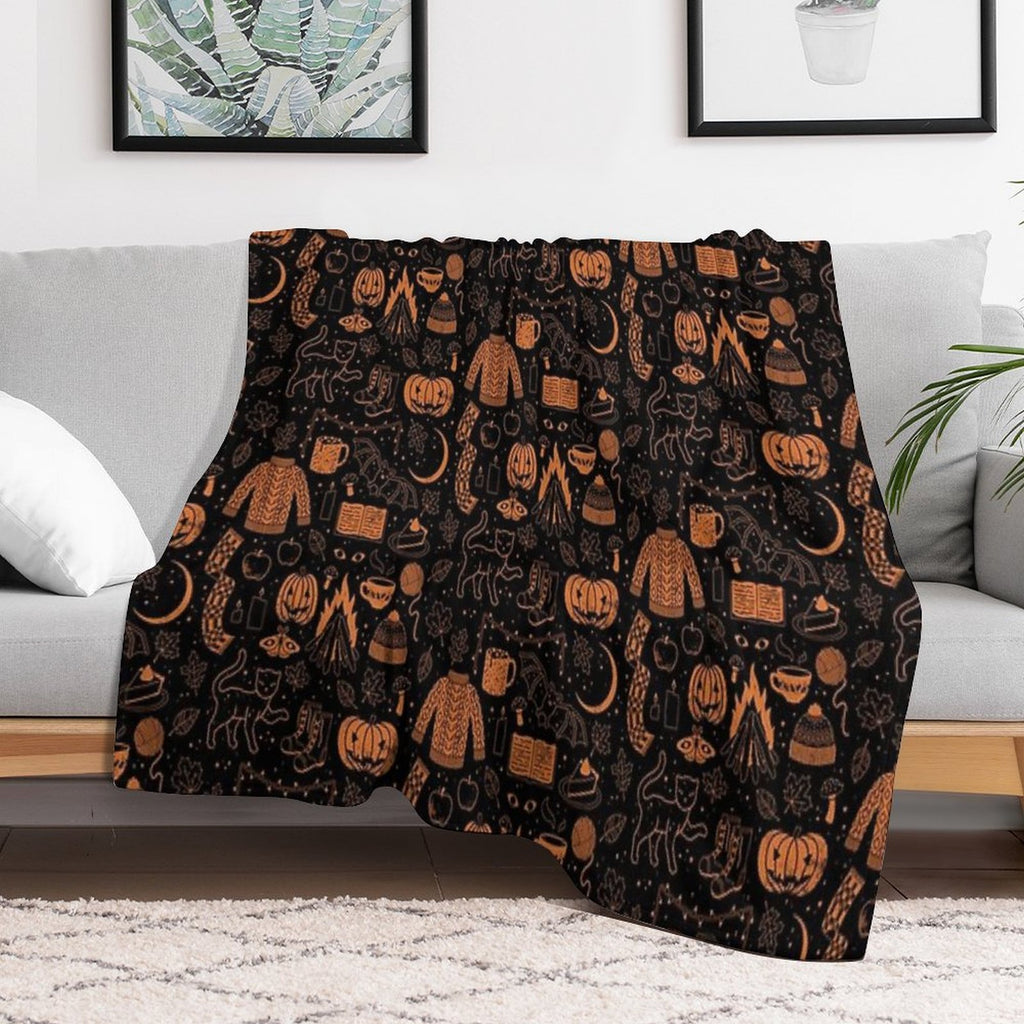 Autumn Nights Halloween Lightweight Throw Blanket