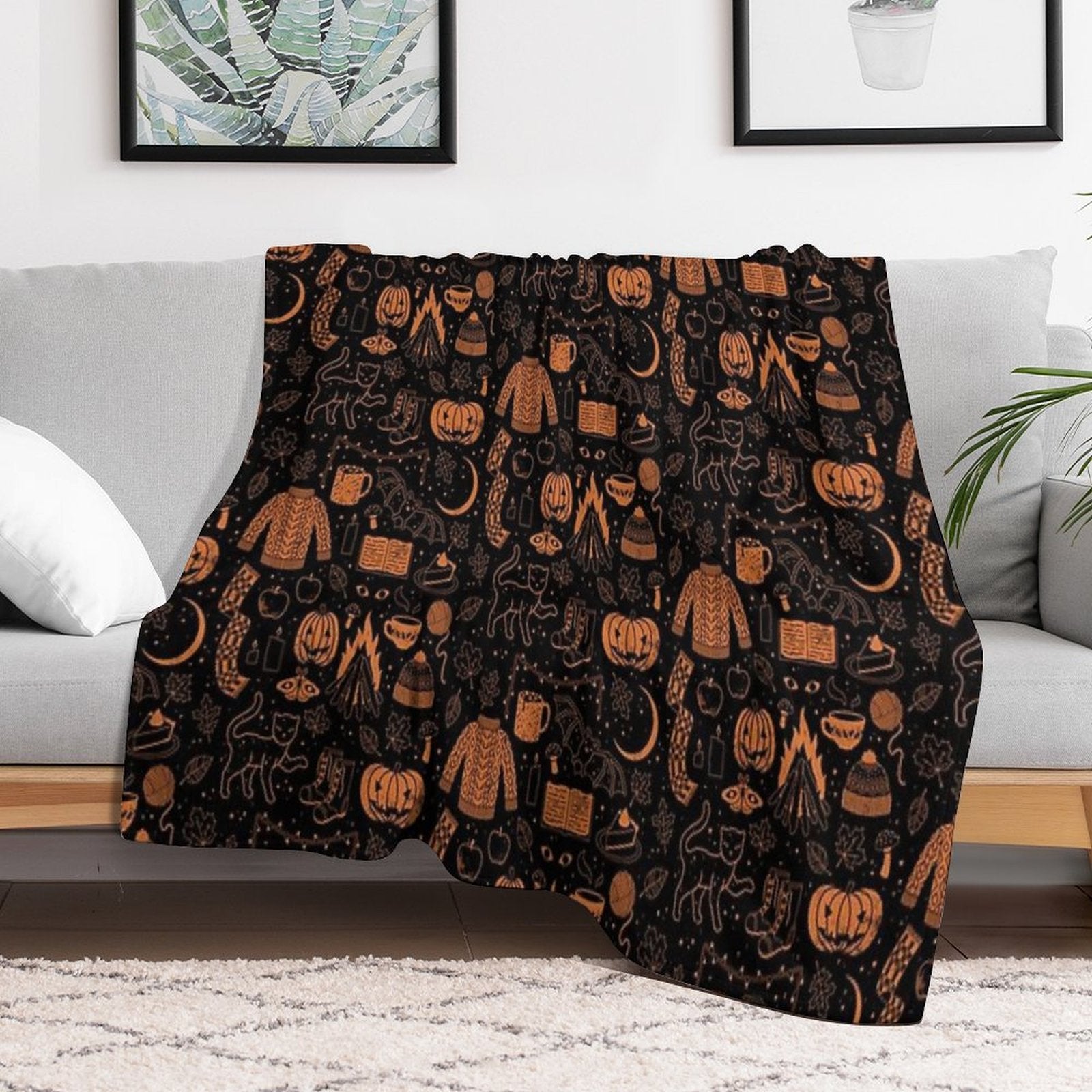 Autumn Nights Halloween Lightweight Throw Blanket