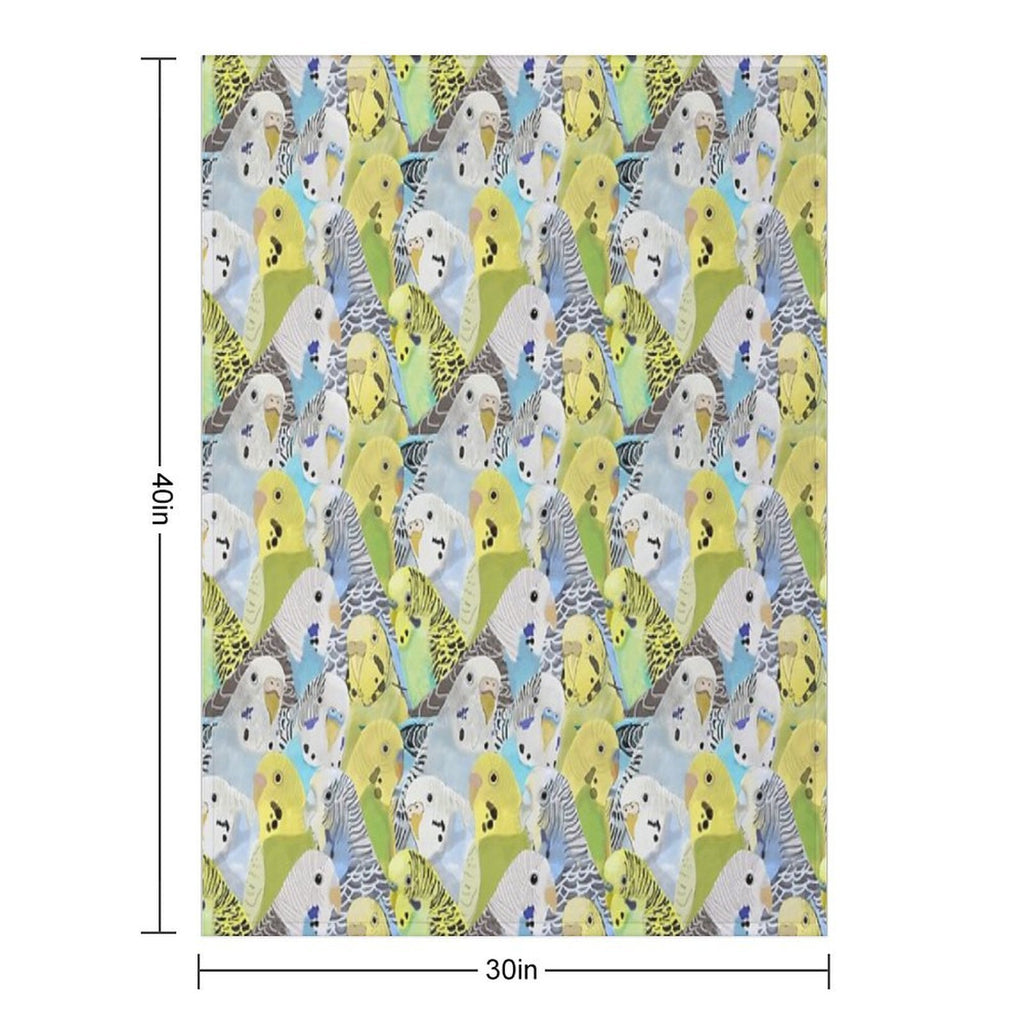 Budgie Parakeets Plush Throw Blanket
