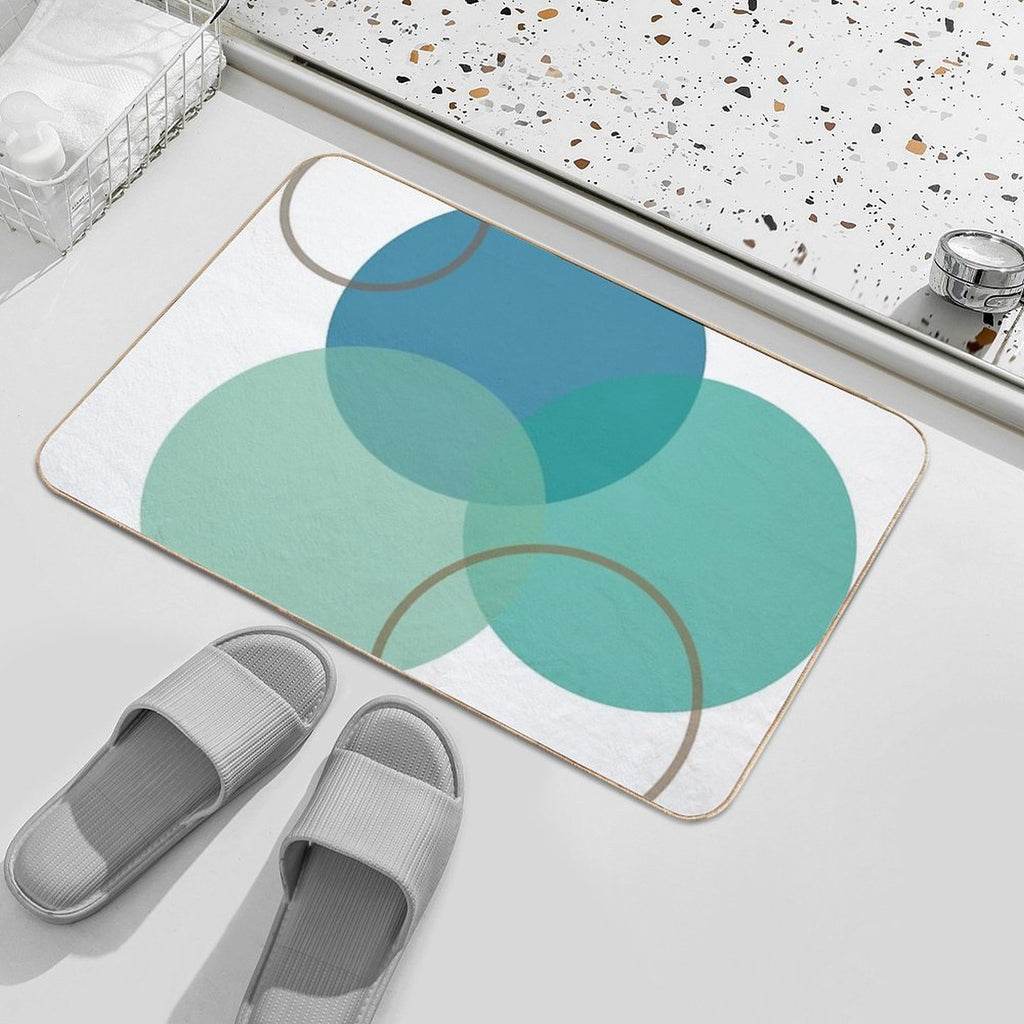 Teal Circles  Fade-Resistant Bath Mat