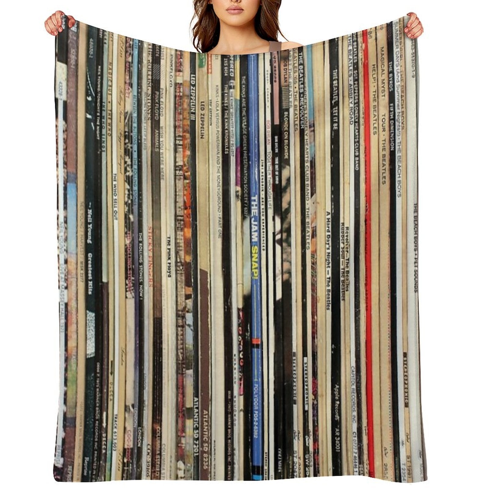 Classic Rock Vinyl Records Travel-friendly Throw Blanket