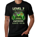 7th Birthday Boy Level 7 Gamer 7 Year Video Game Party  Ribbed Collar T-Shirt