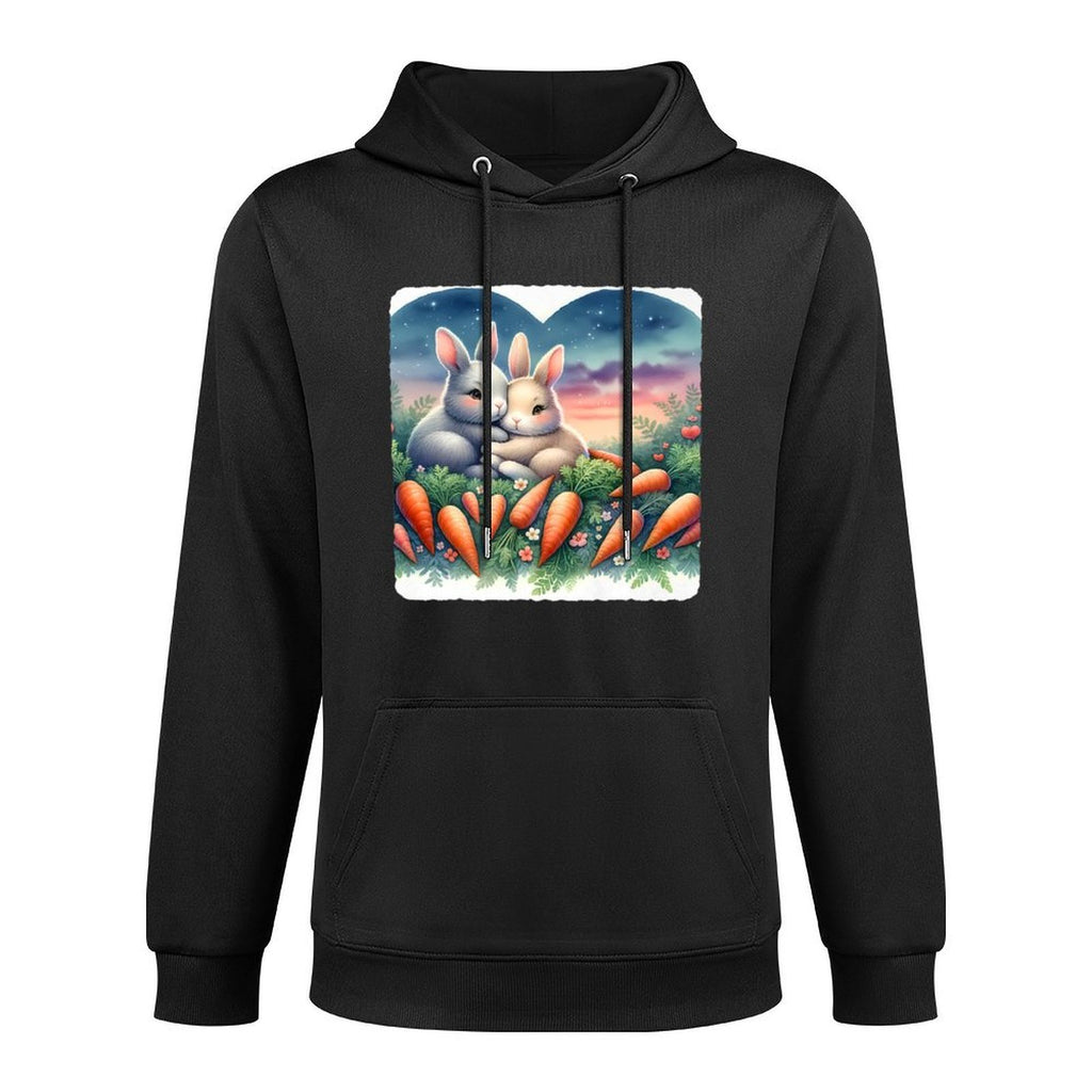Rabbits Snuggle Among Heart-Carrots, Dusk Premium Adjustable Hood Hoodie