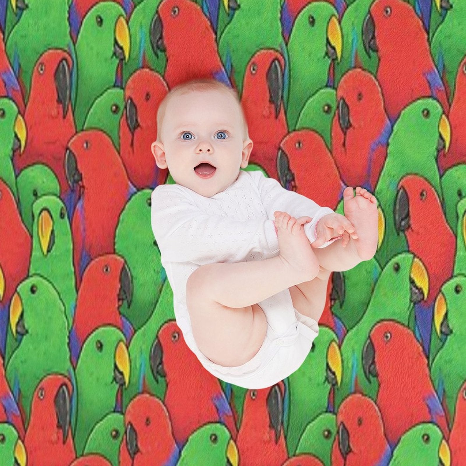 Male And Female Eclectus Parrots Sustainable Throw Blanket