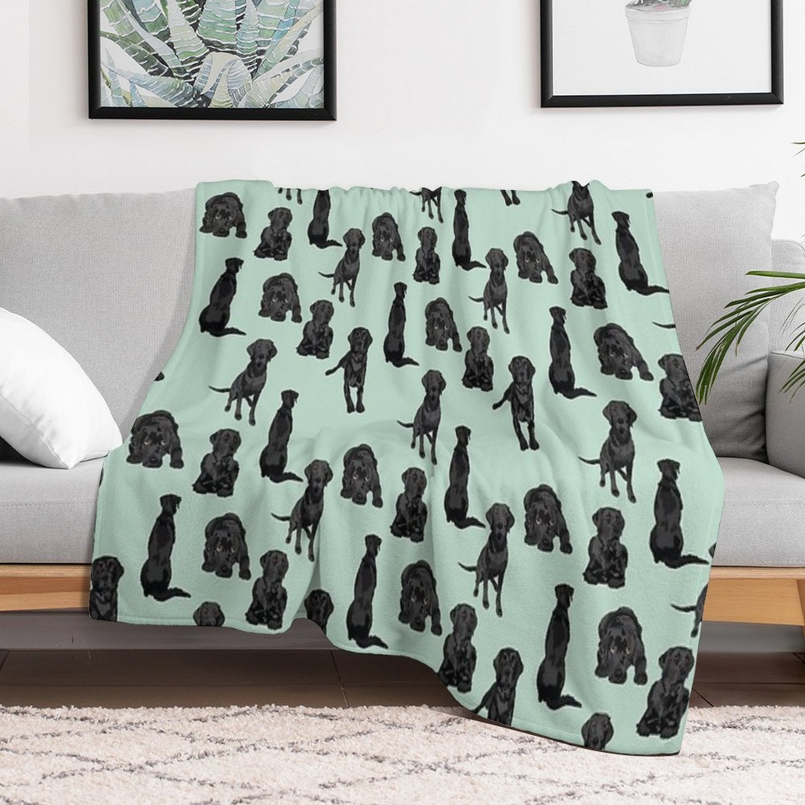 Black Labrador Travel-friendly Throw Blanket