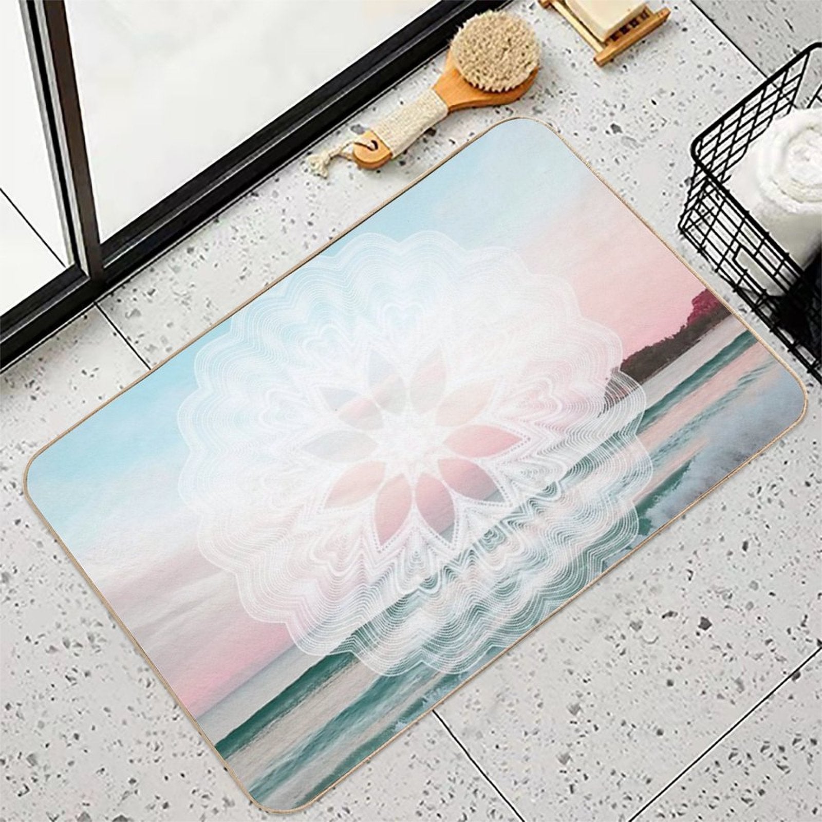 Seashell Surf Mandala  Long-Lasting Bath Mat