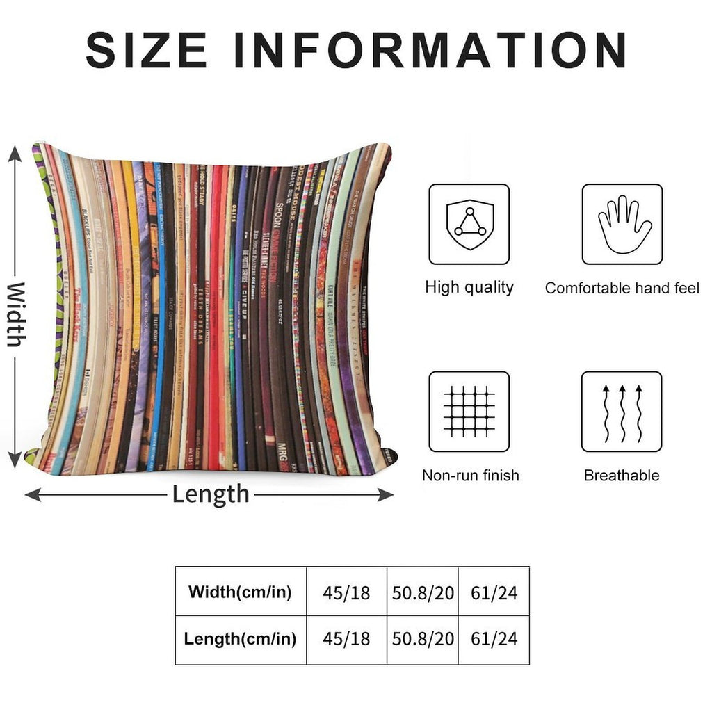 Indie Rock Vinyl Records Soft Anti-Pilling Throw Pillow