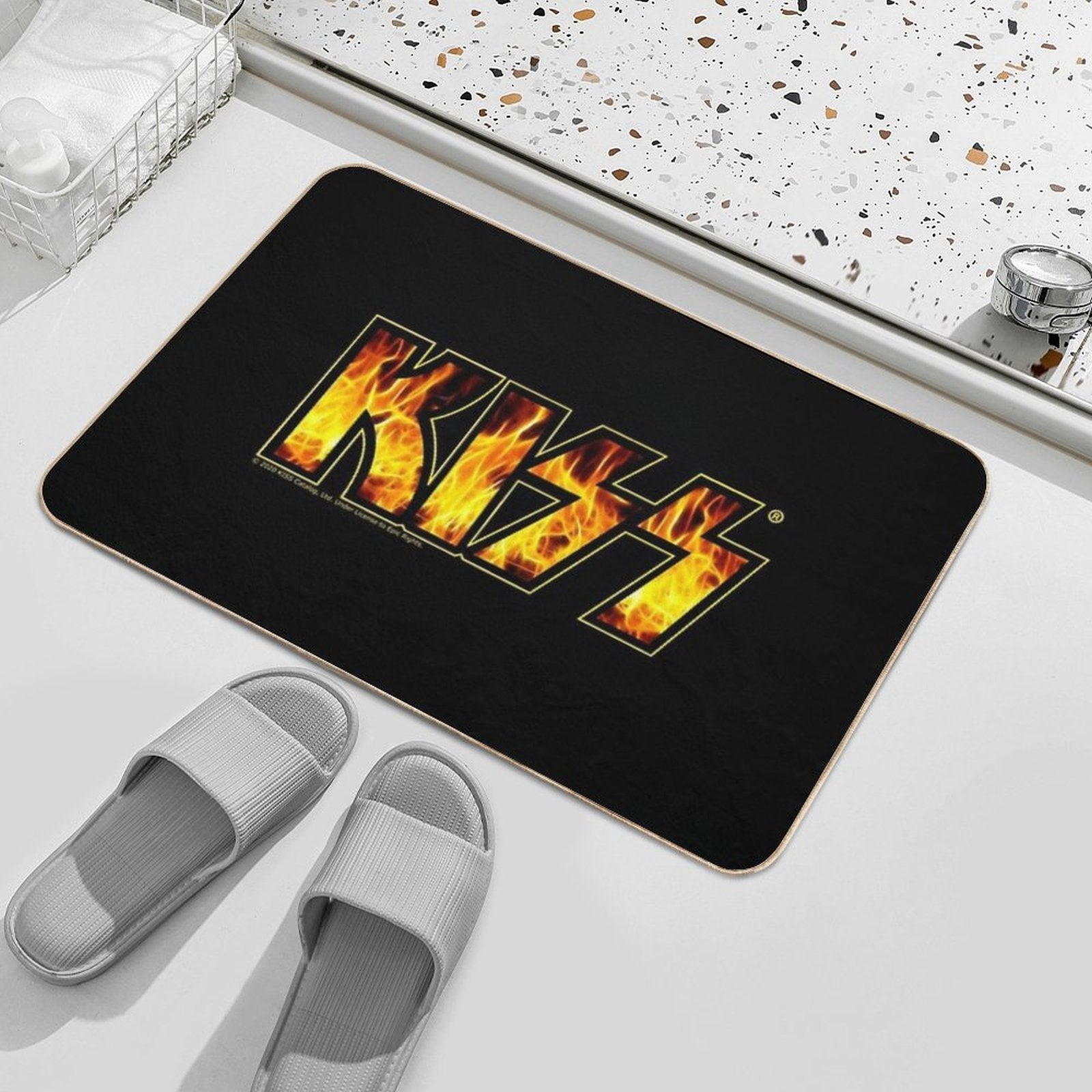 KISS Band Flames Logo Design  Pet-Safe Bath Mat