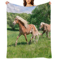 Haflinger Horses Run Together Wrinkle-free Throw Blanket