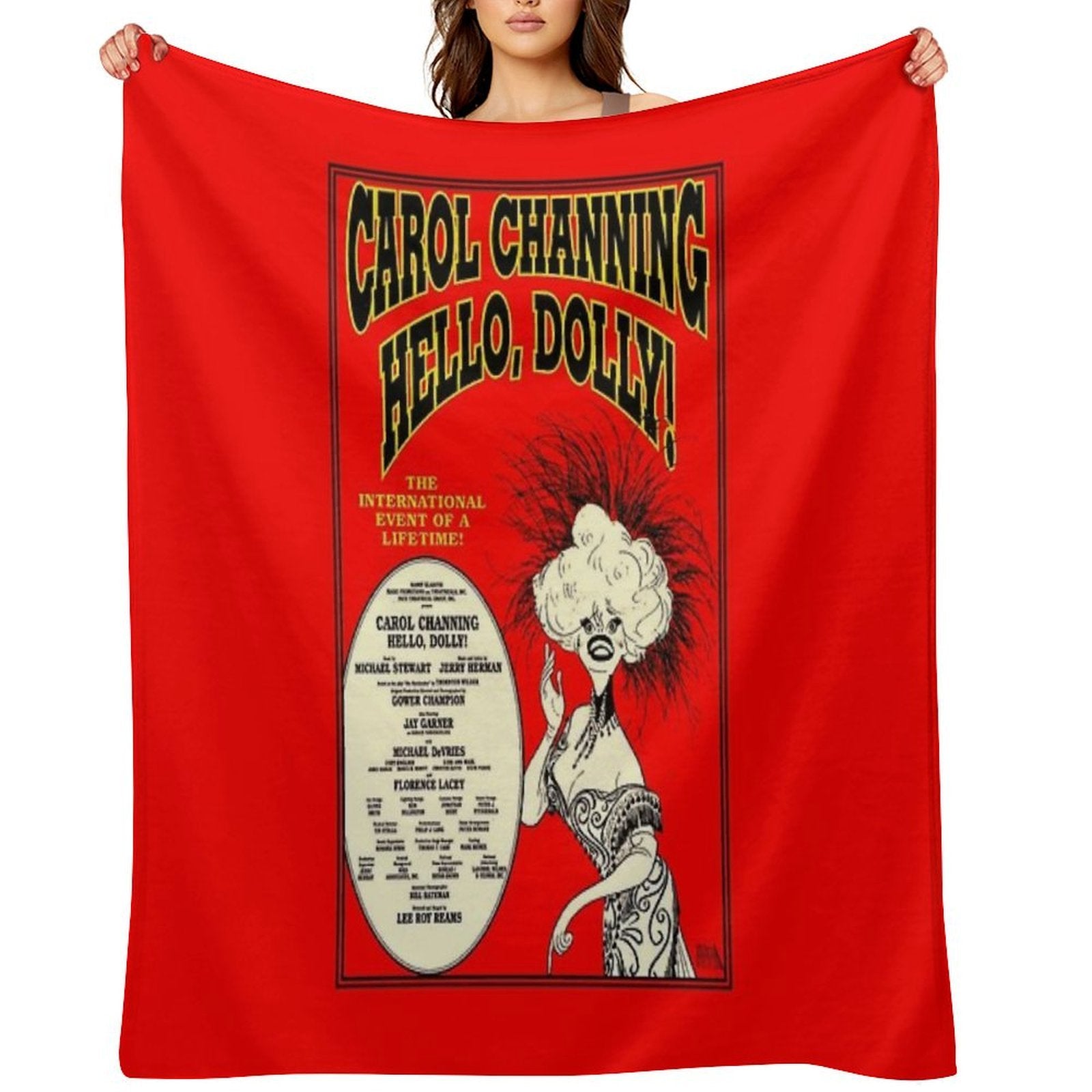 HELLO DOLLY  Vintage Carol Channing Broadway Musical Print Comfort Throw Blanket
