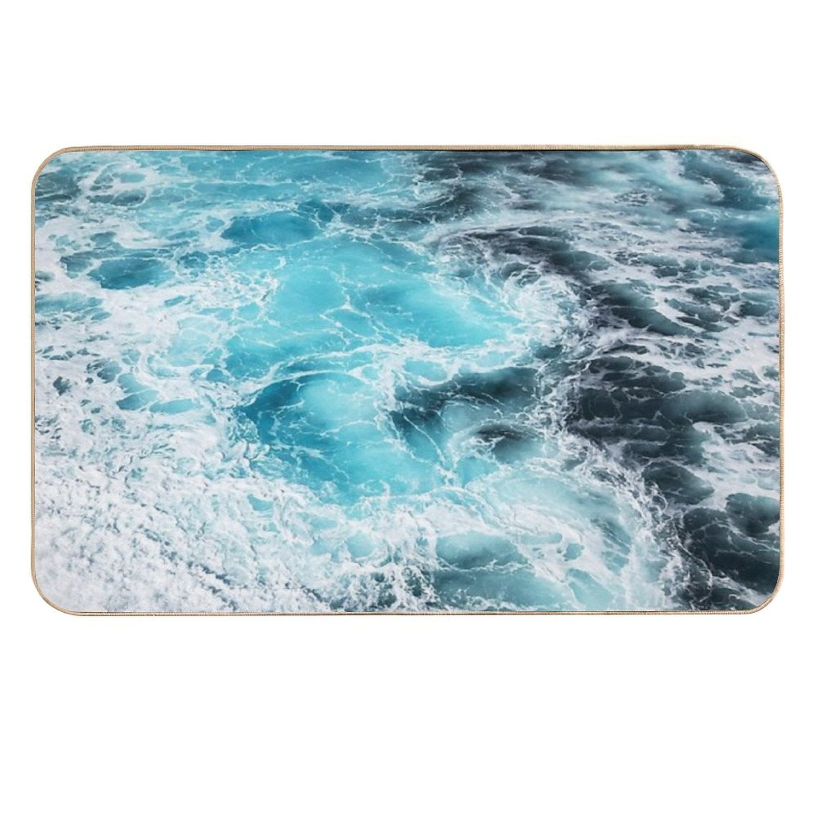 Mesmerizing Blue Ocean Waves  Long-Lasting Bath Mat