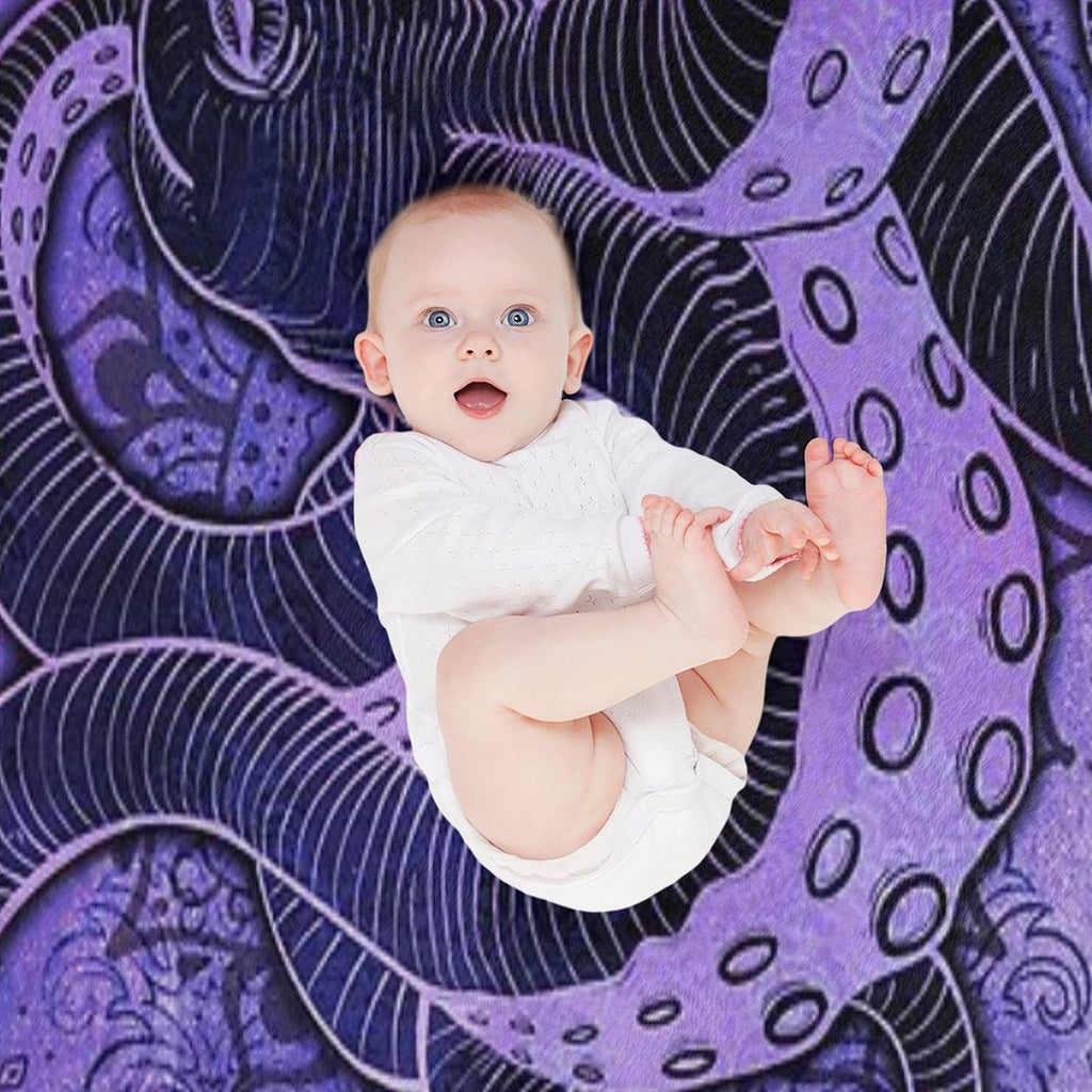 Octopus on Damask - Purple Edition Comfort Throw Blanket