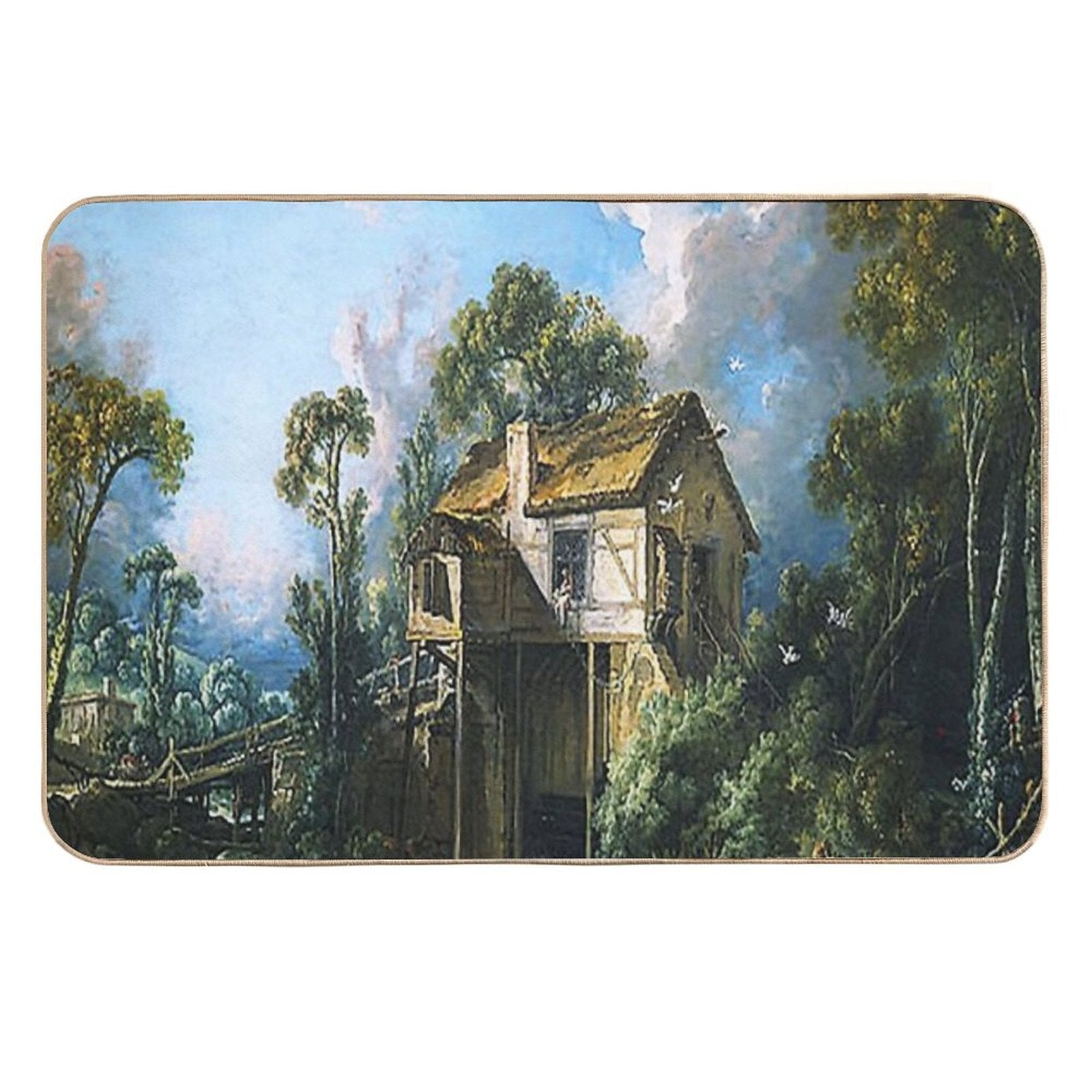 Francois Boucher Mill at Charenton  Fade-Resistant Bath Mat