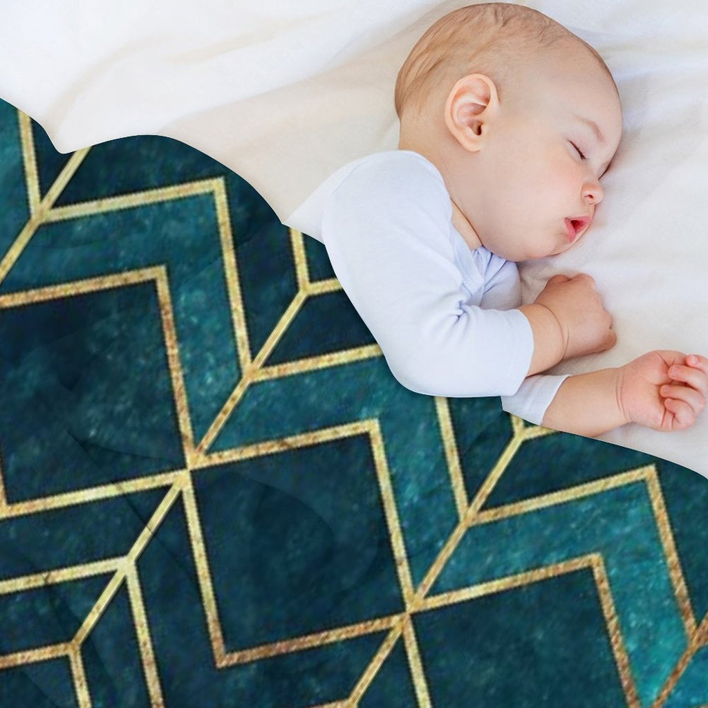 Deep Teal And Gold Arrows Pattern All-season Throw Blanket