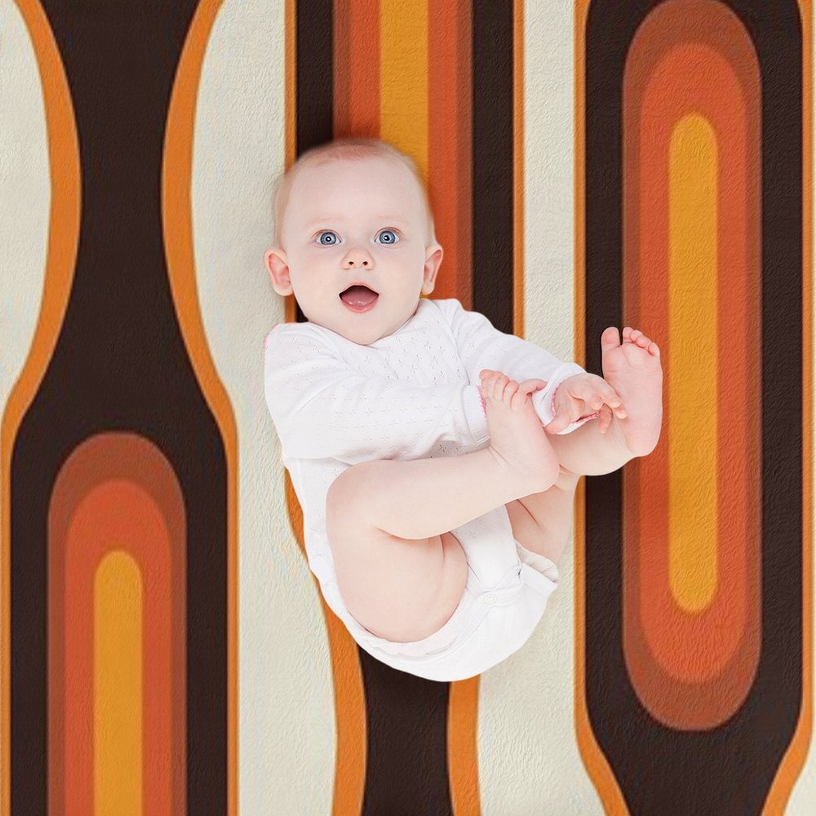 Capsules Large 1970s Orange Meets Mid Century Modern Comfort Throw Blanket