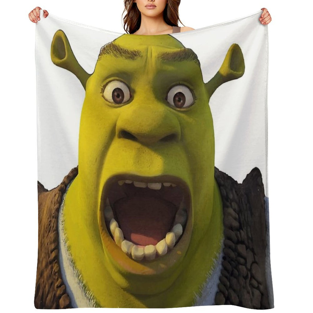 Surprised Shrek Meme Sticker – Funny Ahh! You Just Scared Shrek Decal Easy Care Throw Blanket