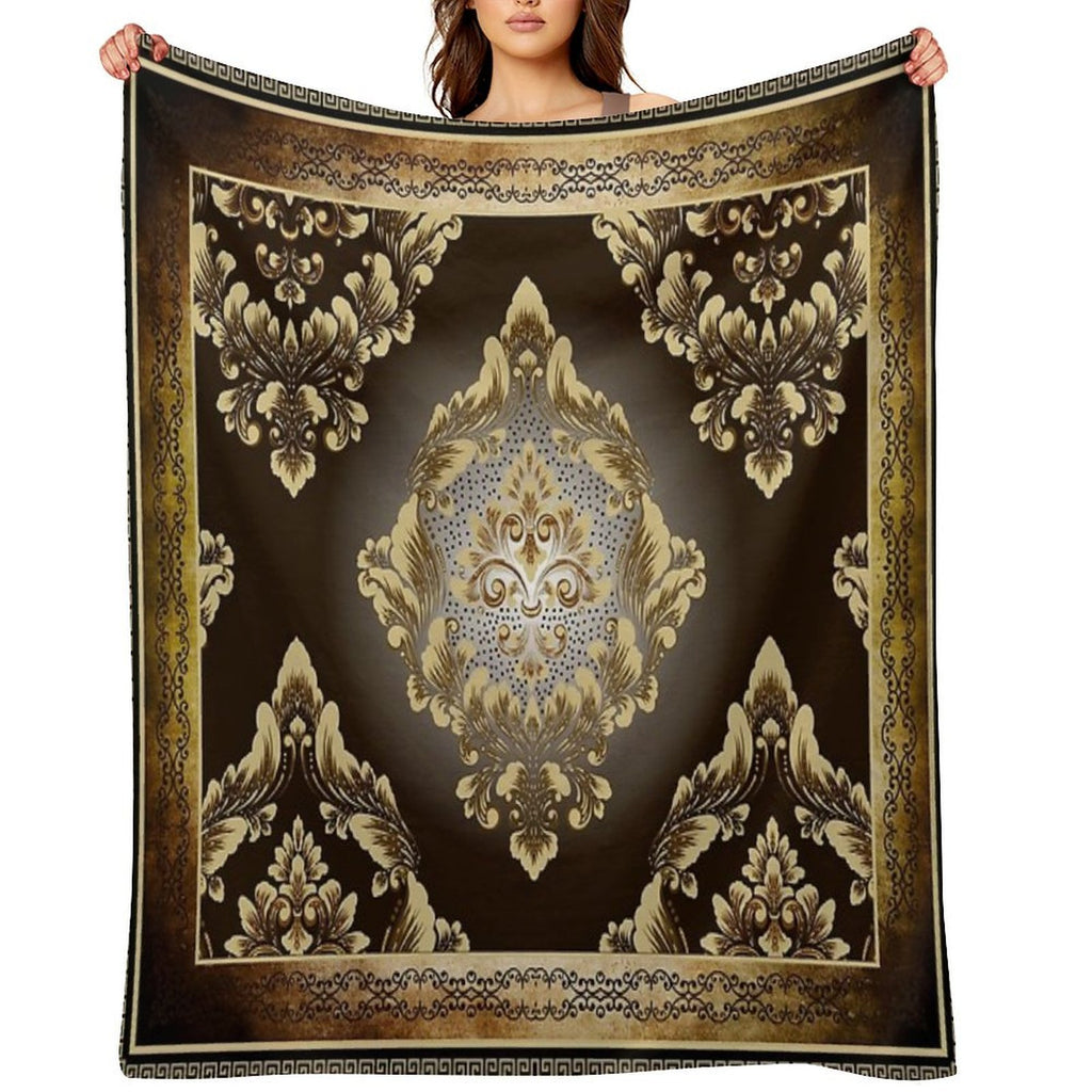 Vintage Style Floral Rustic Greek Key Comfort Throw Blanket