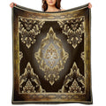Vintage Style Floral Rustic Greek Key Comfort Throw Blanket