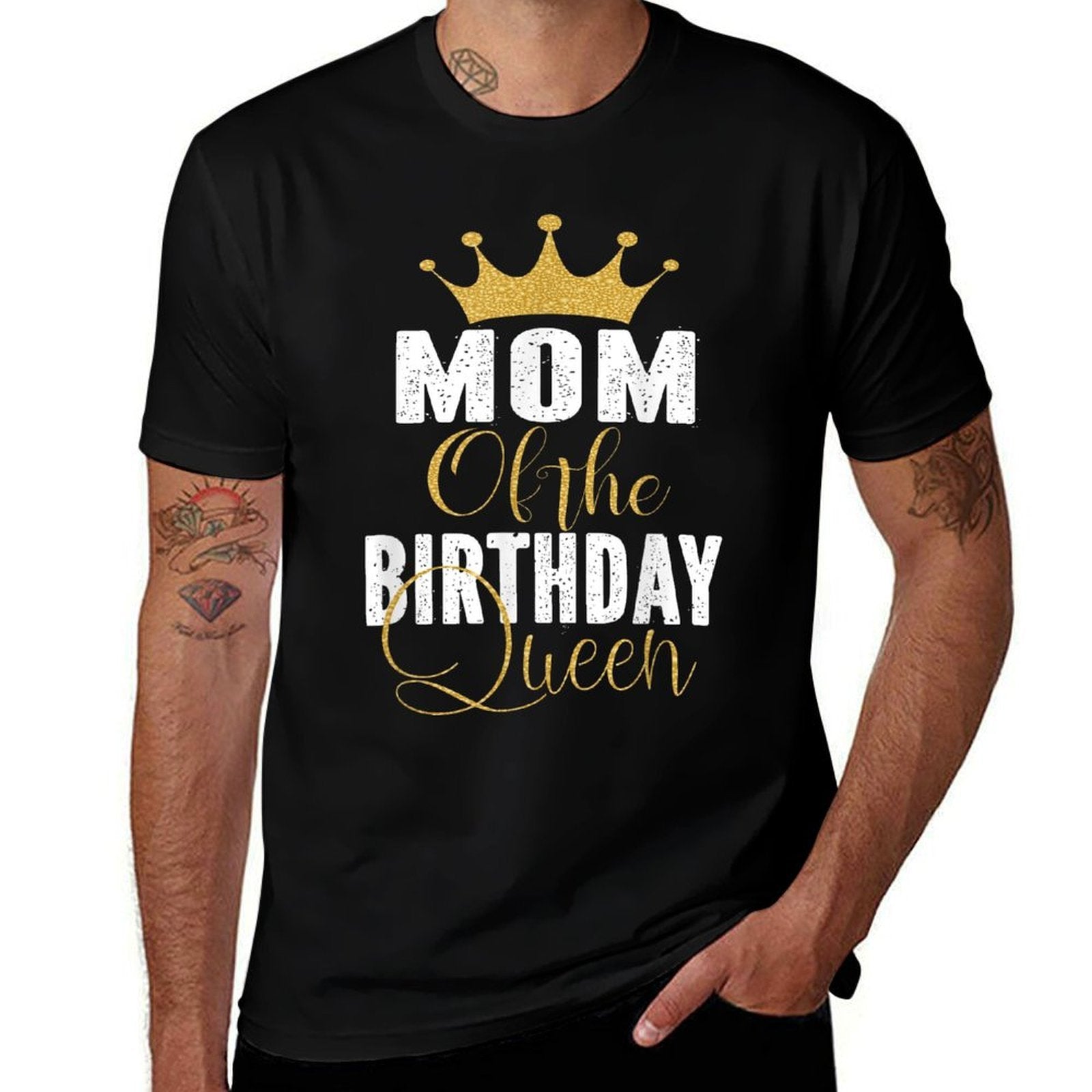 Mom Of The Birthday Queen Girls Bday Party Gift For Her  Rolled Sleeves T-Shirt