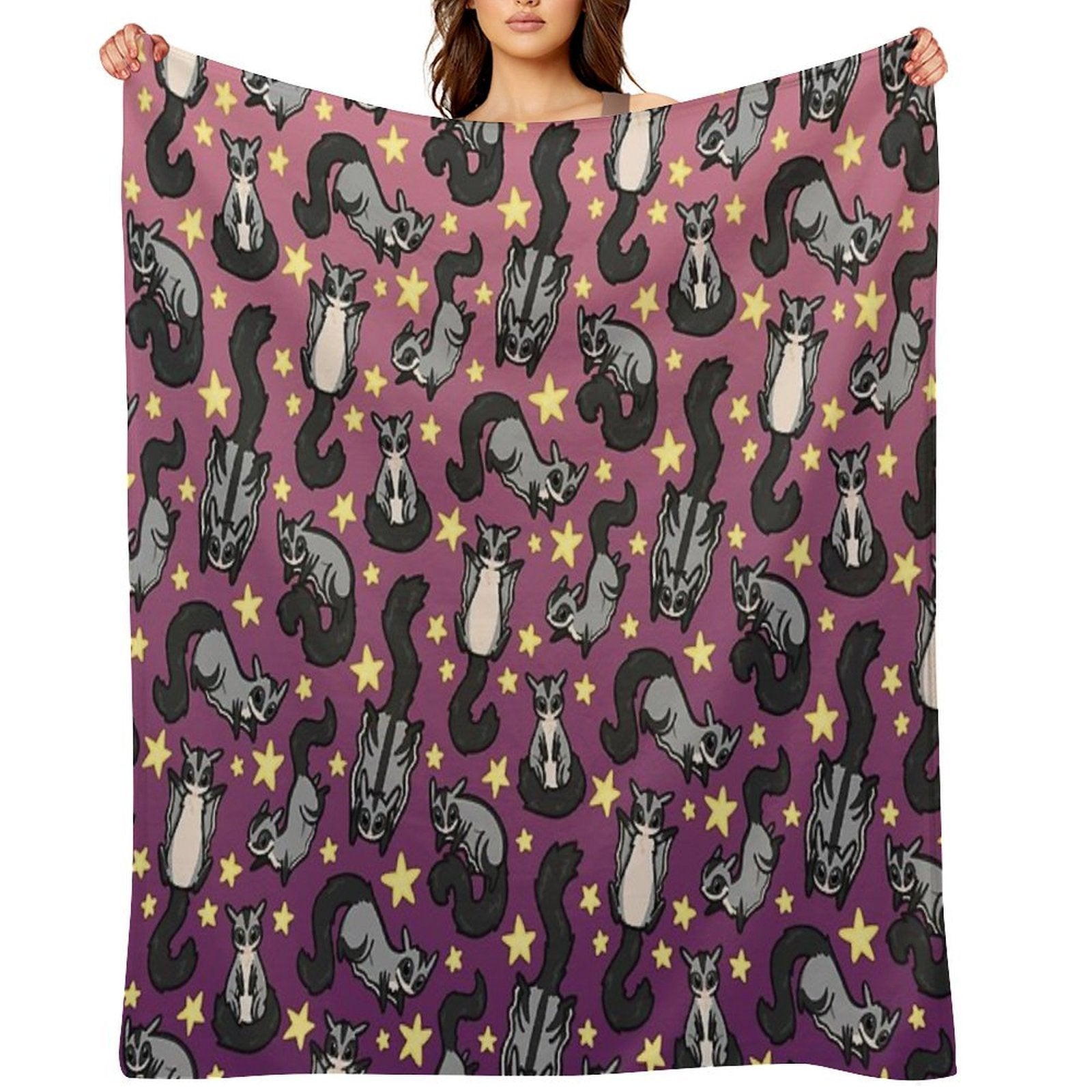 Sugar Glider Pattern Eco-conscious Throw Blanket