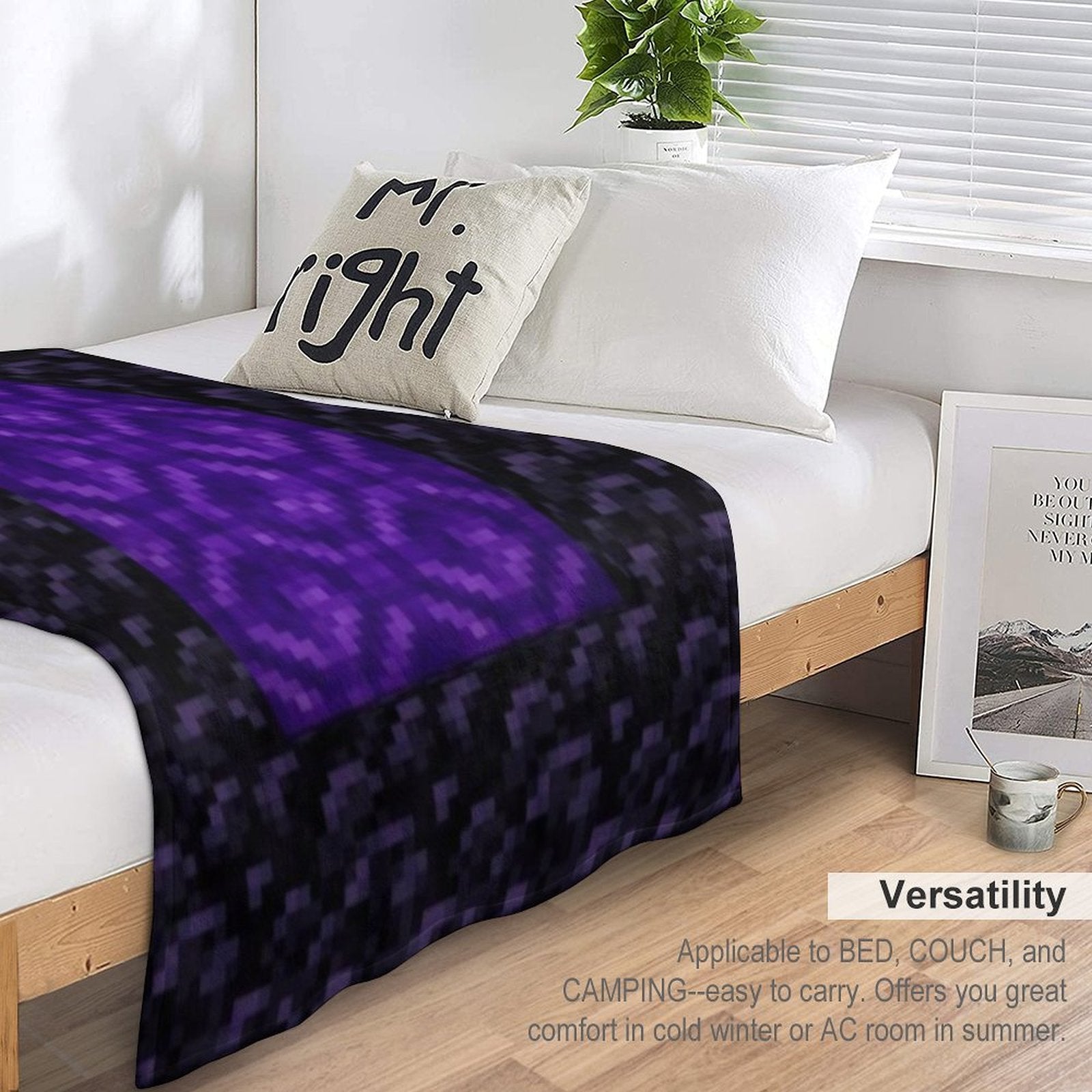 Nether Portal Pixel Blanket Versatility Throw Blanket