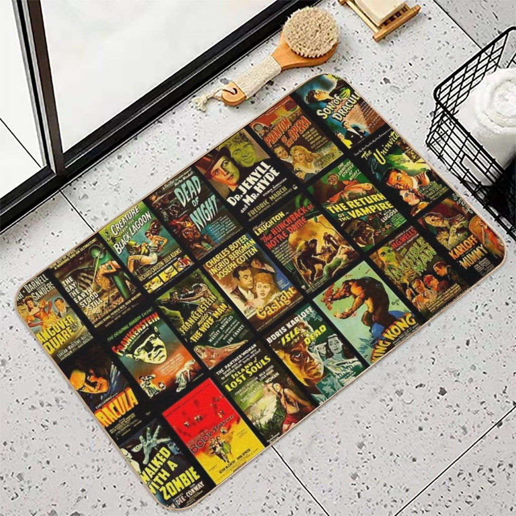Vintage Classic Horror Monster Movie Posters  Easy Maintenance Bath Mat