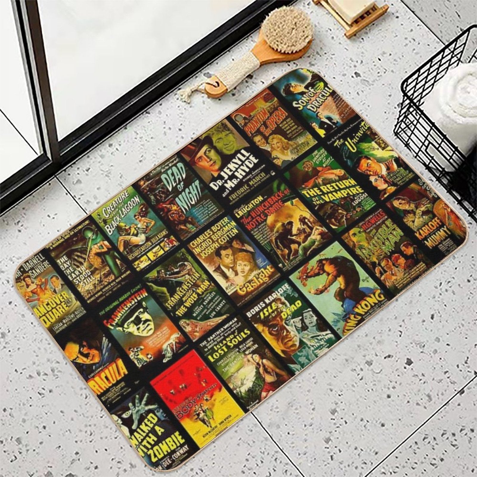 Vintage Classic Horror Monster Movie Posters  Easy Maintenance Bath Mat