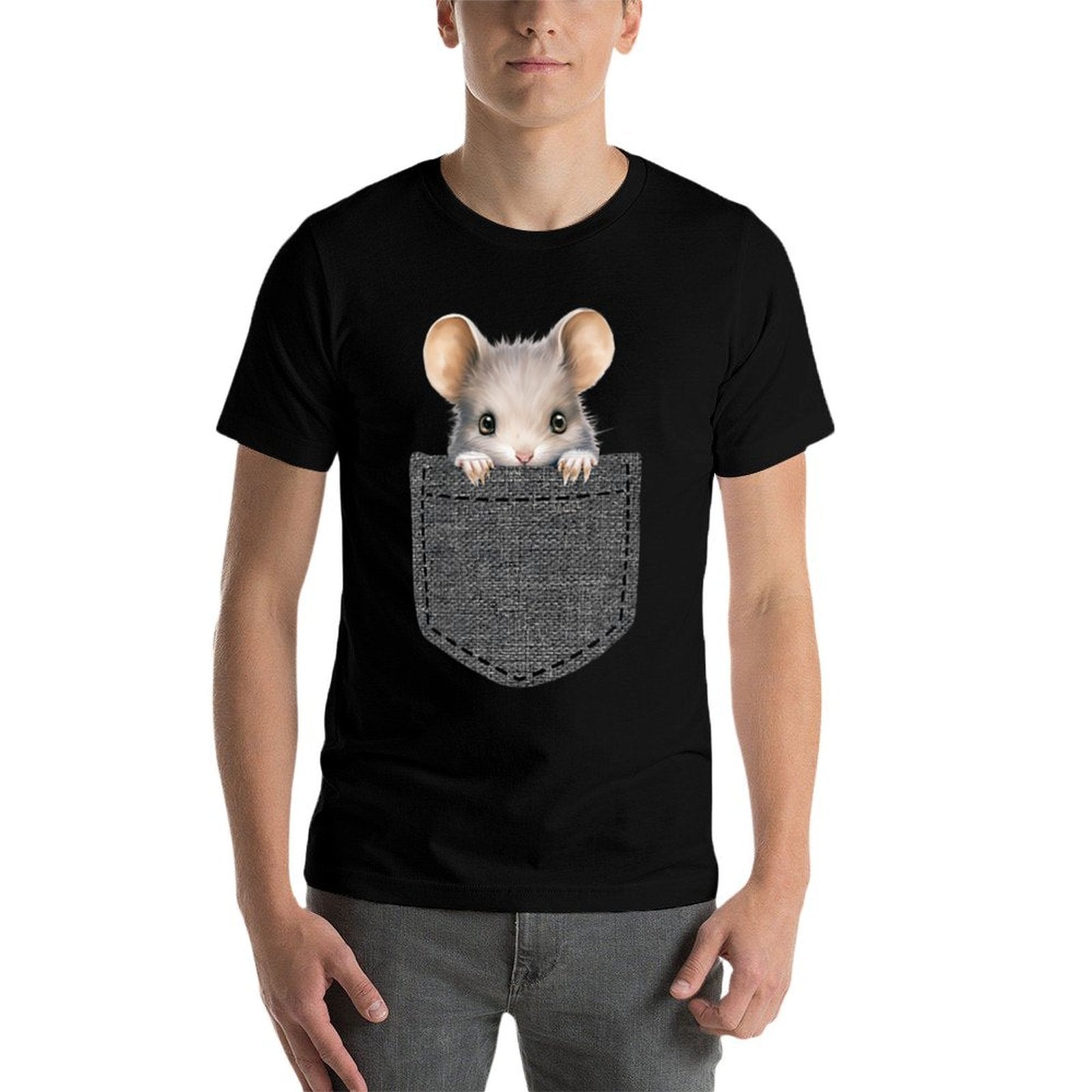 Mouse in Pocket Comfortable T-Shirt