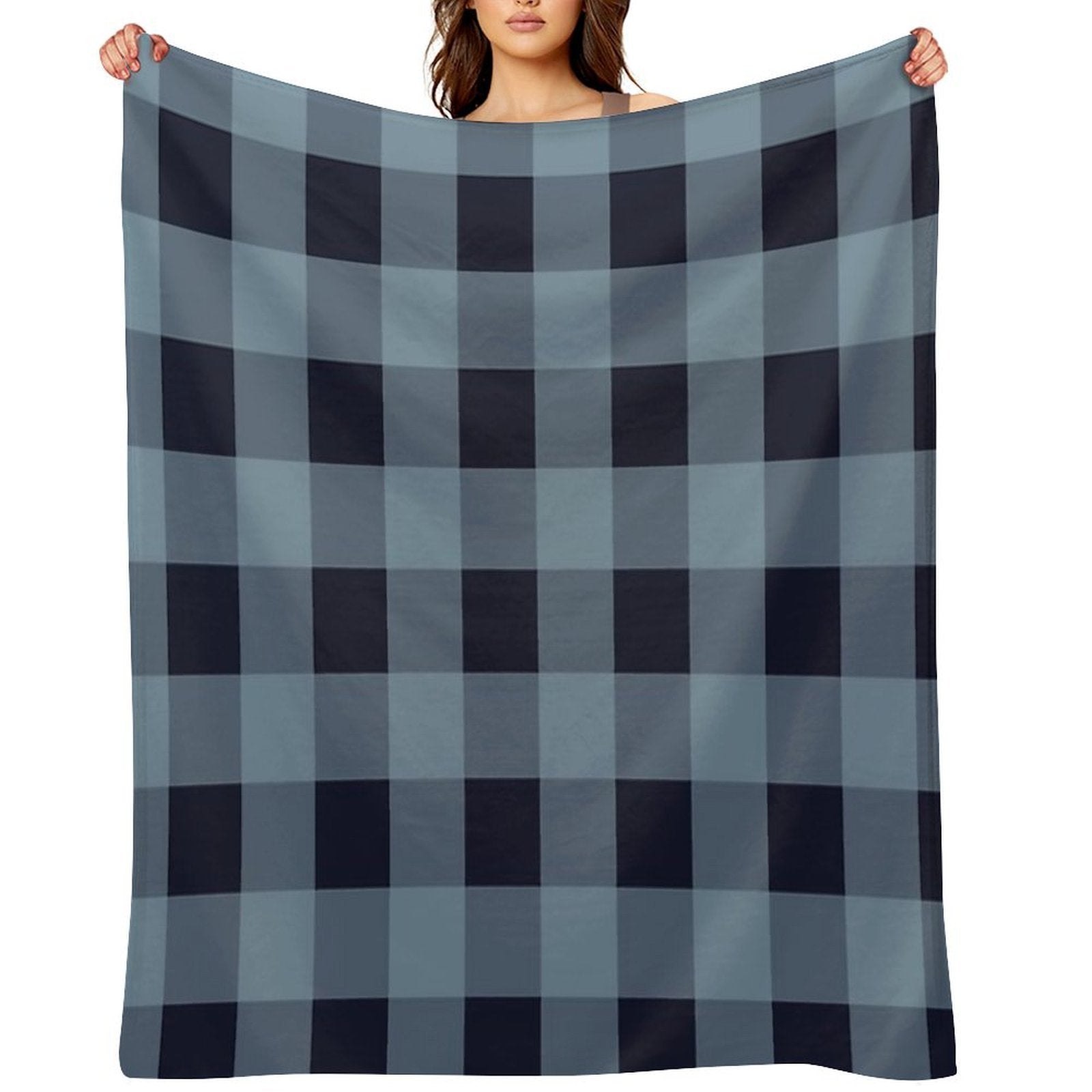 Turquoise And Navy Buffalo Plaid Premium Throw Blanket
