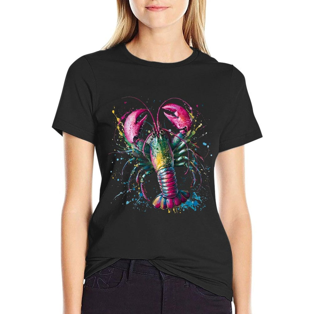 Lobster Men Woman Colorful Watercolor Lobster  Durable T-Shirt