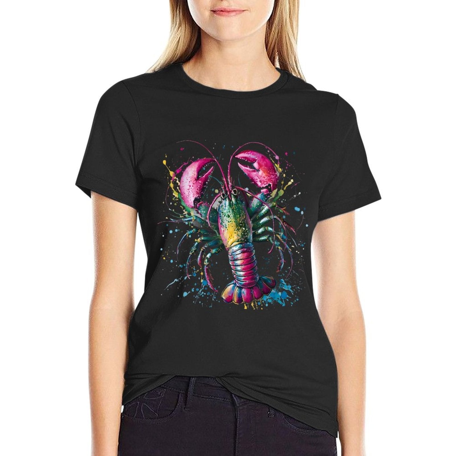 Lobster Men Woman Colorful Watercolor Lobster  Durable T-Shirt