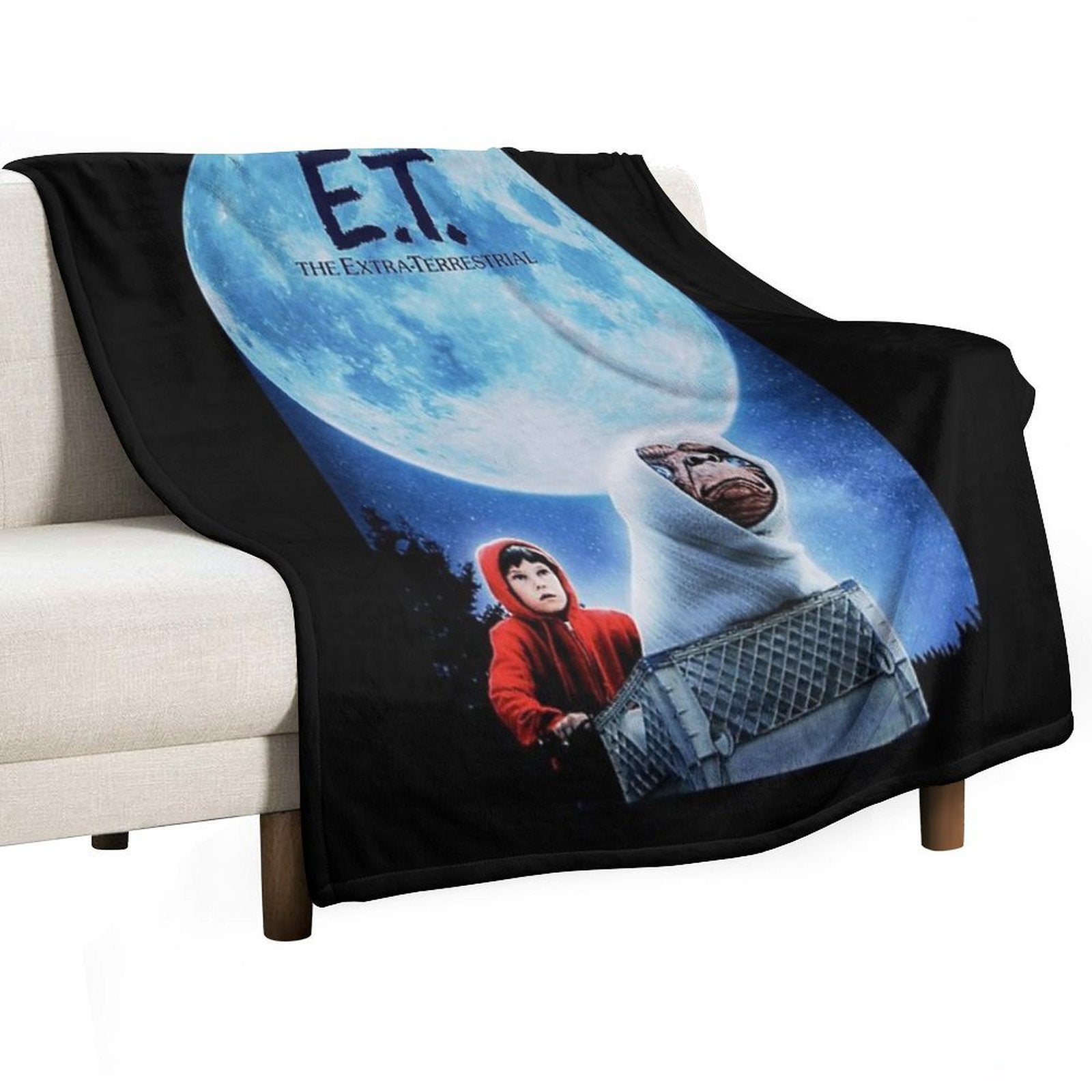 E.T. The Extra Terrestrial (1982) Movie Classic . Premium Throw Blanket
