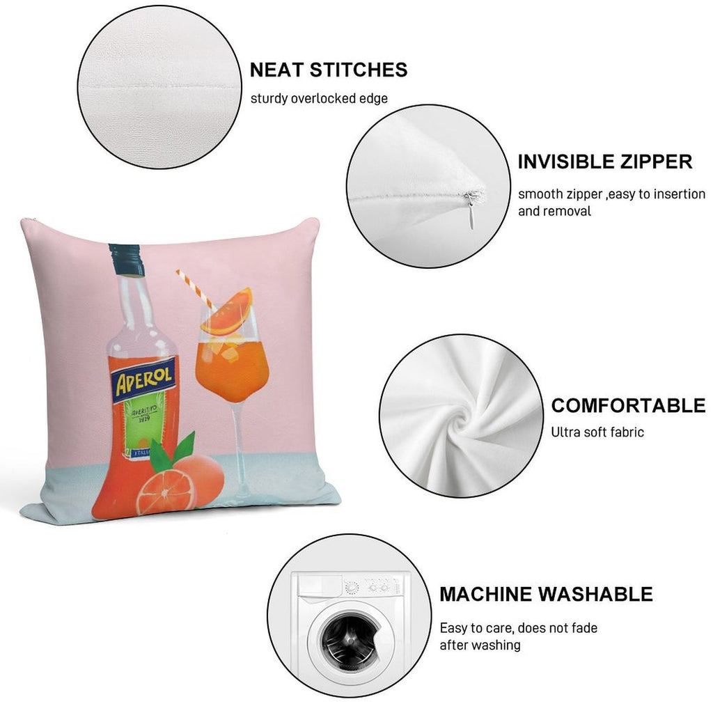 Aperol Spritz Soft Fade-Resistant Throw Pillow