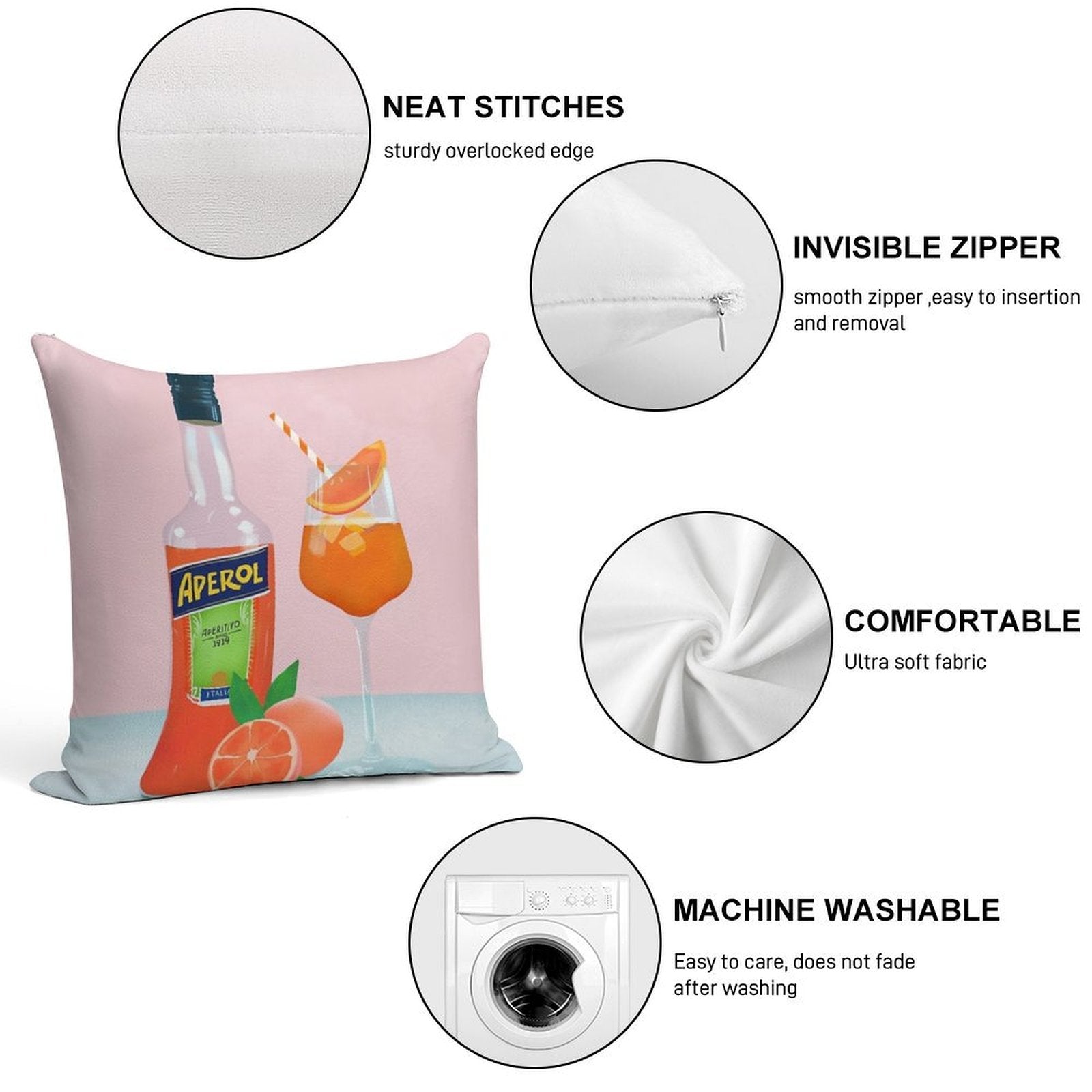 Aperol Spritz Soft Fade-Resistant Throw Pillow