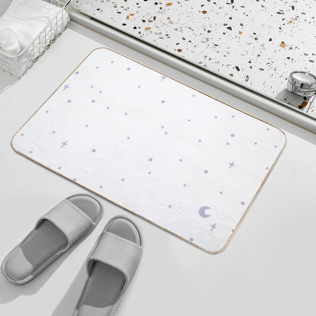 Lilac Stars on White  Easy Maintenance Bath Mat