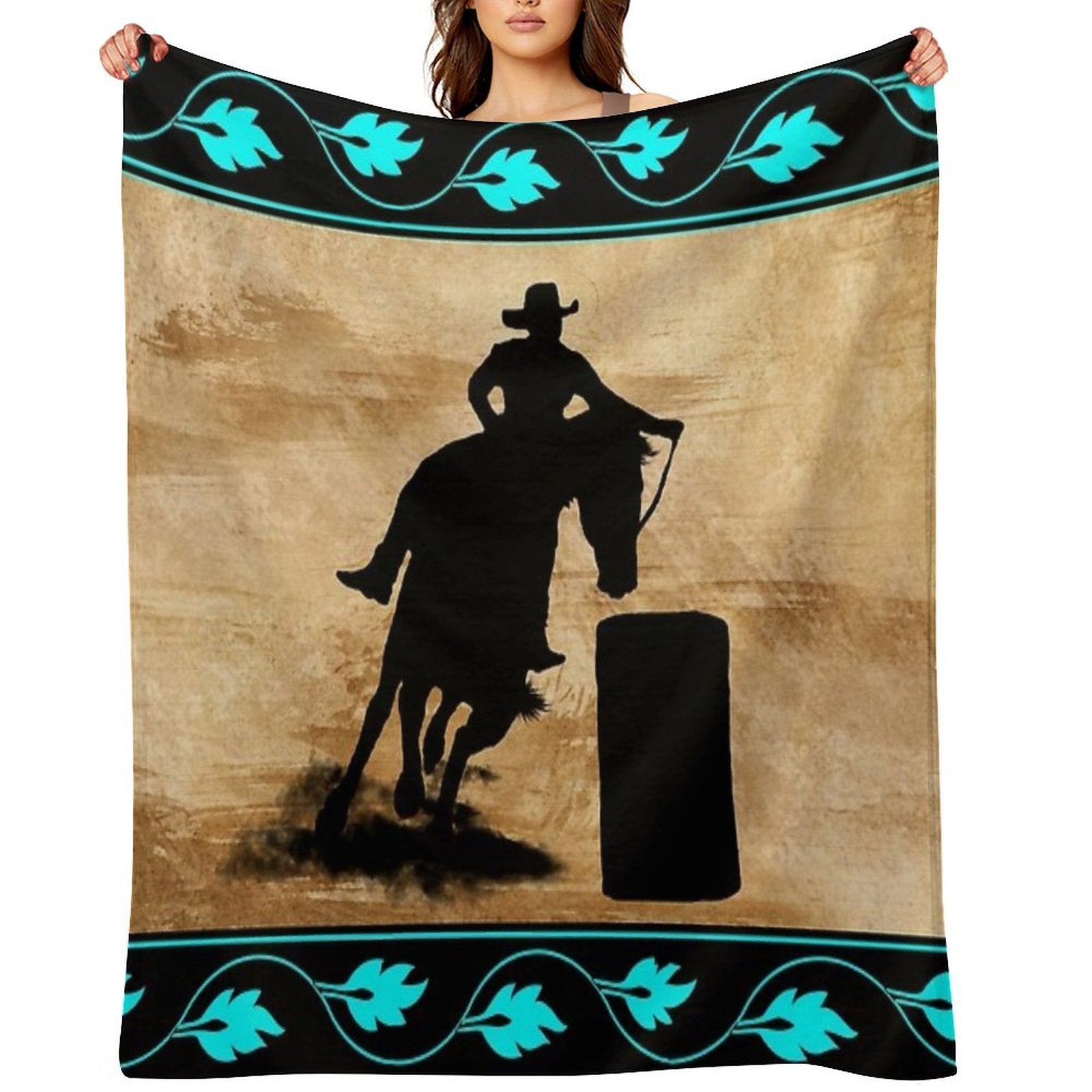 BARREL RACING HORSE, BARREL RACING GIFTS FOR HER Sustainable Throw Blanket