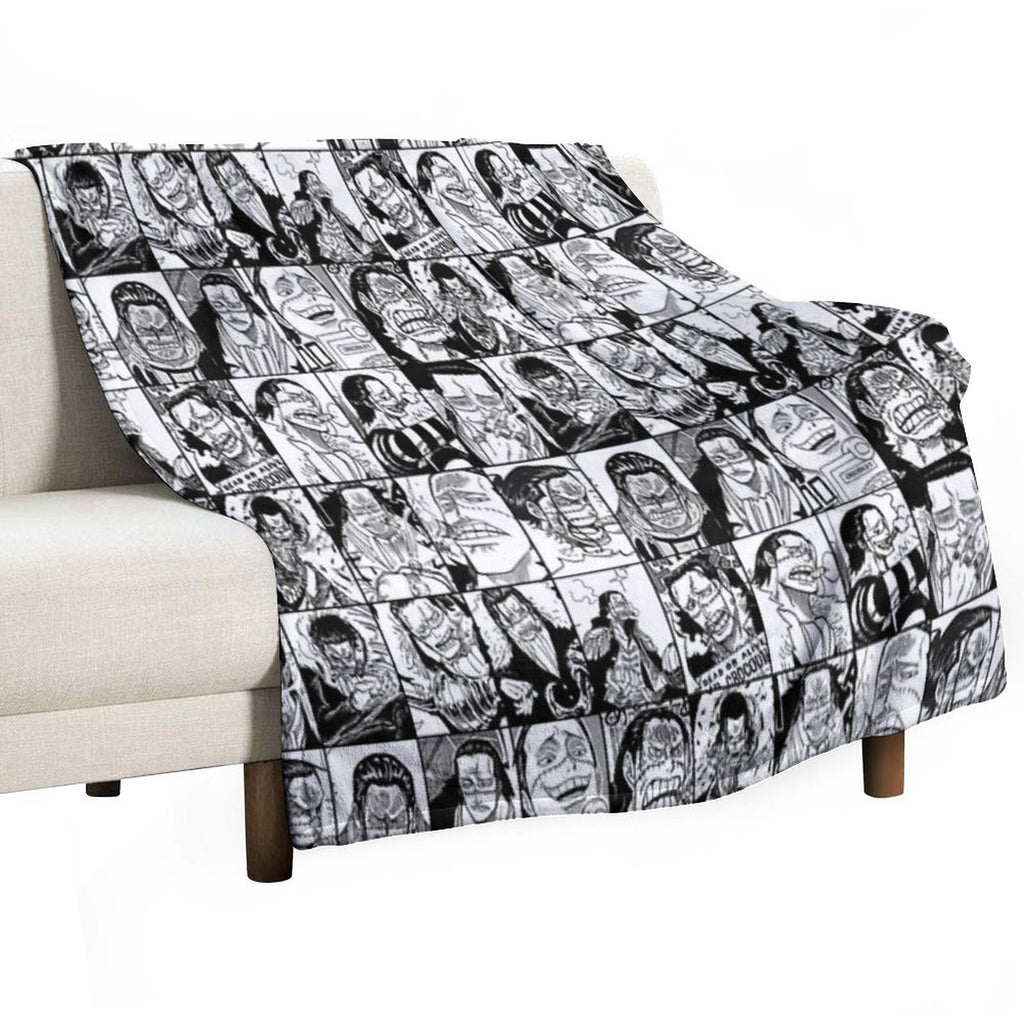 Crocodile  - One Piece Manga Panel Collage Versatility Throw Blanket