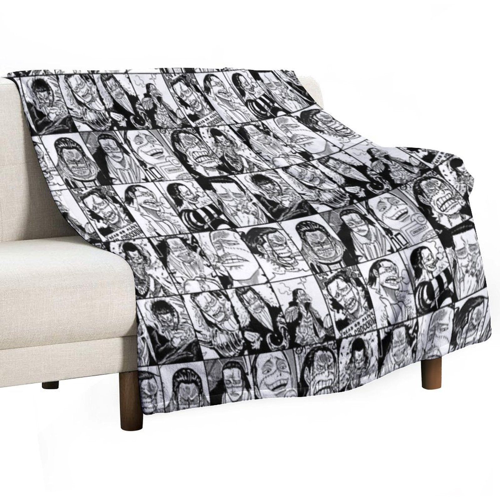 Crocodile  - One Piece Manga Panel Collage Versatility Throw Blanket