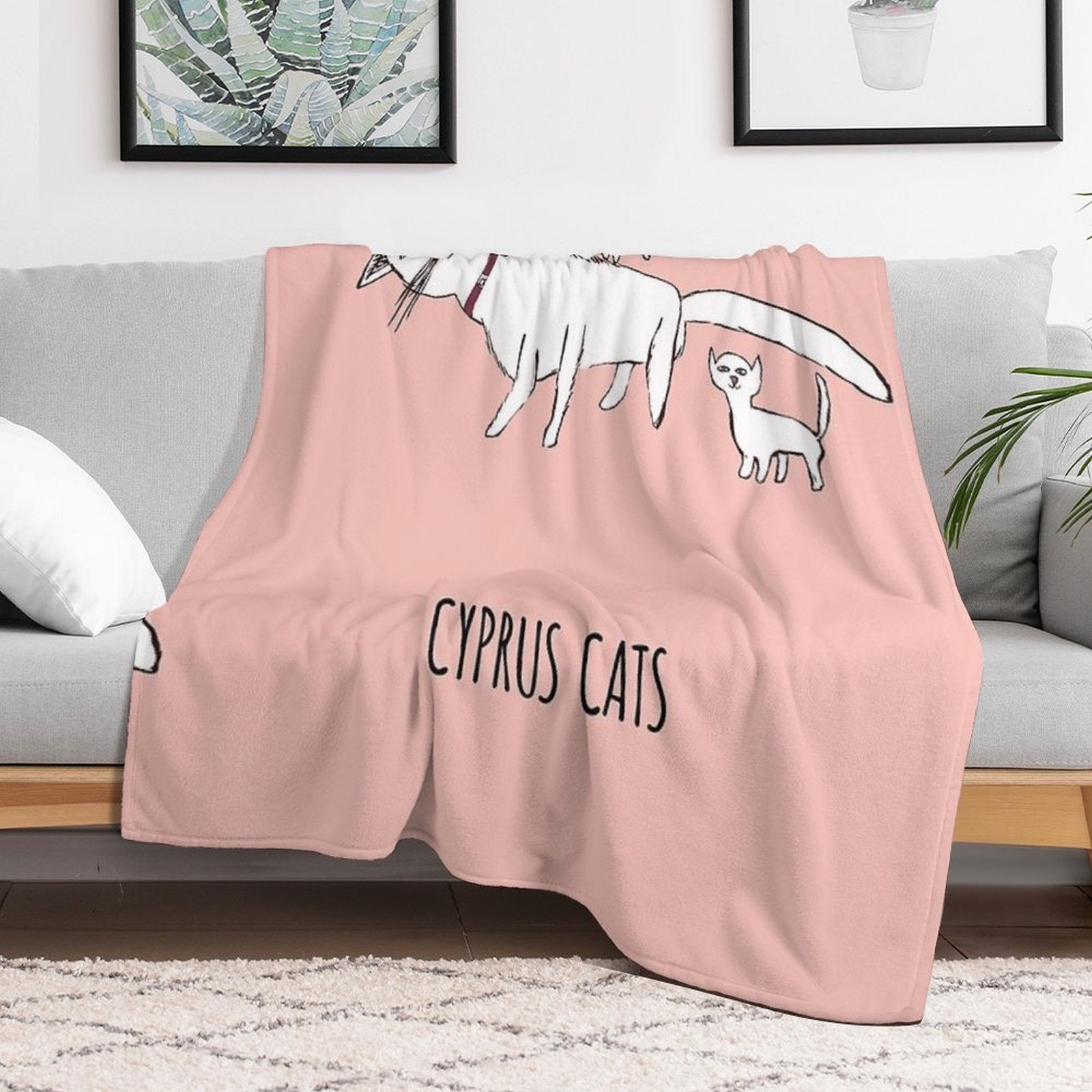 CYPRUS CATS CLOTHES PATTERN Machine-washable Throw Blanket