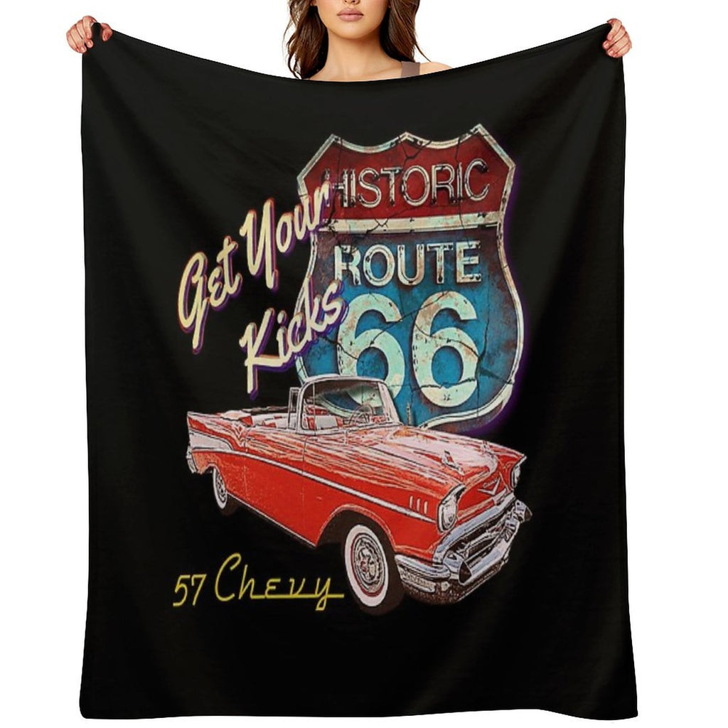 1957 Chevy Bel Air Vintage Retro Classic Car Street Hot Rod Antique Route 66 Design Velvety-soft Throw Blanket