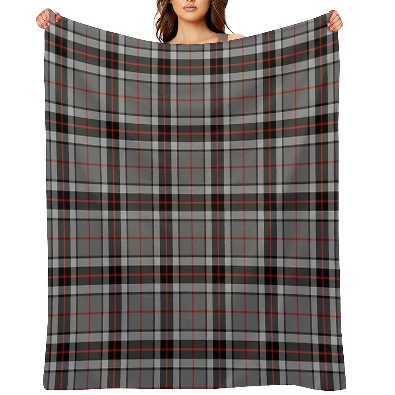 Thompson Grey Tartan  Clan Thomson  Cute Tartan Plush Throw Blanket