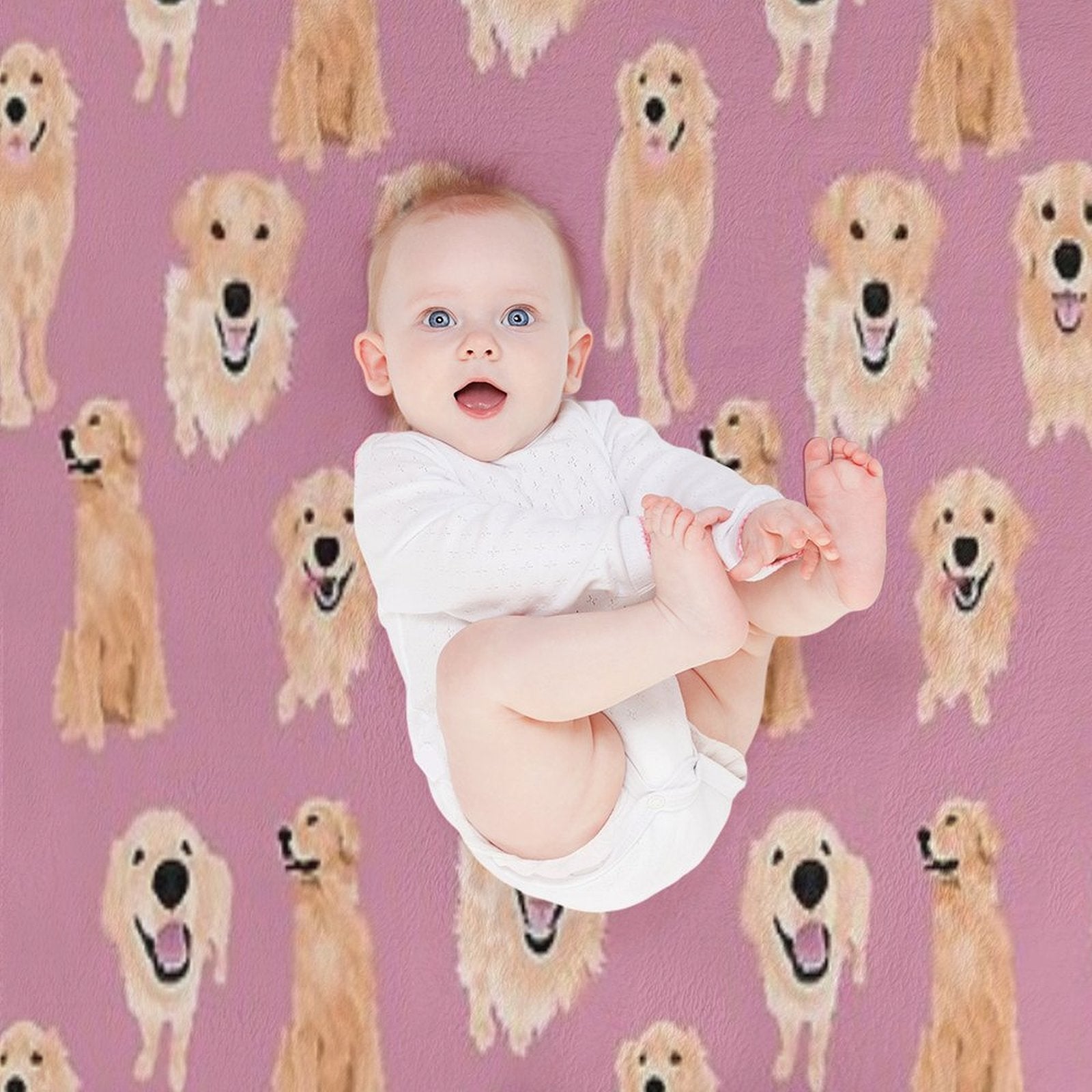 Golden Retrievers on Pink Compact Throw Blanket
