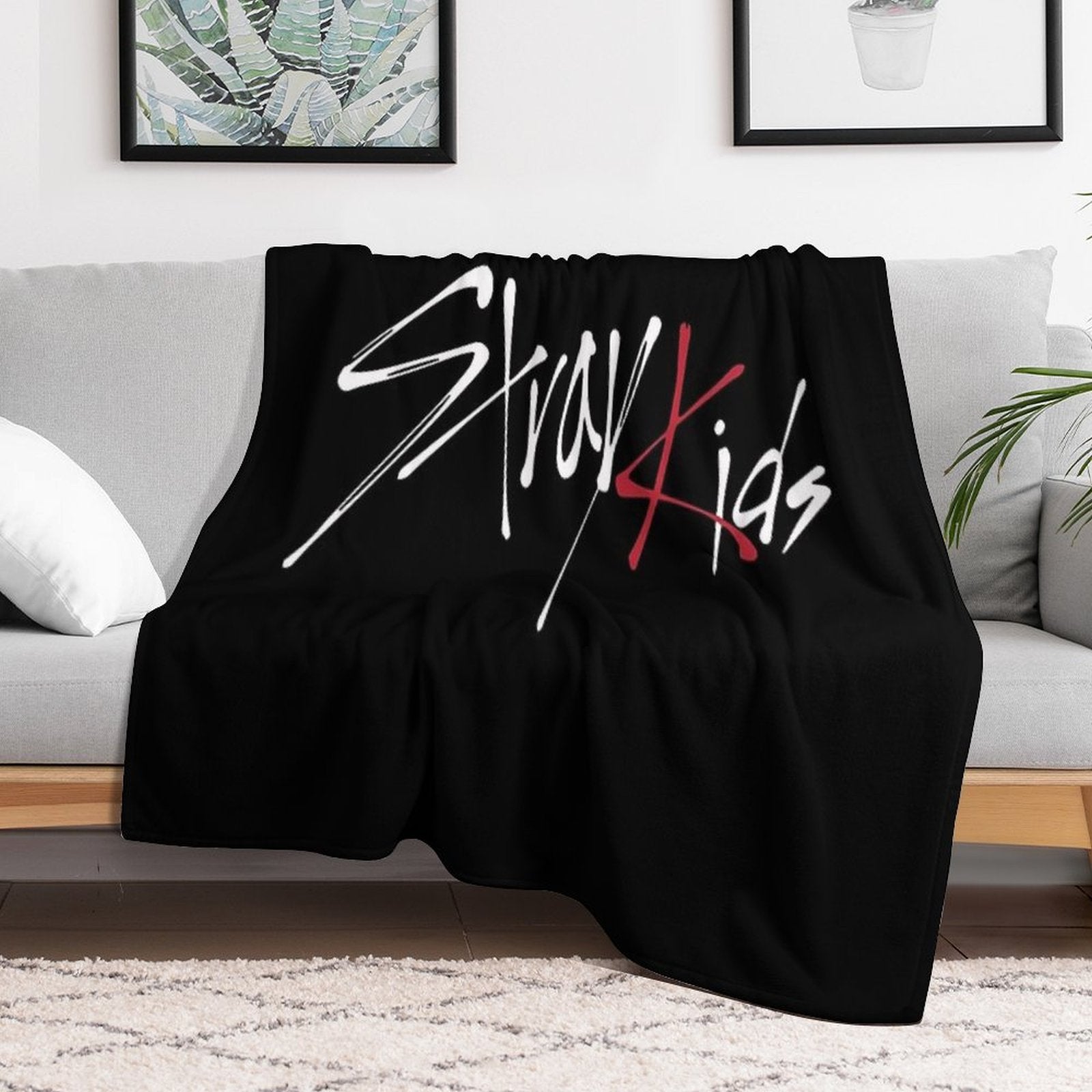Stray Kids Logo White Quick-dry Throw Blanket