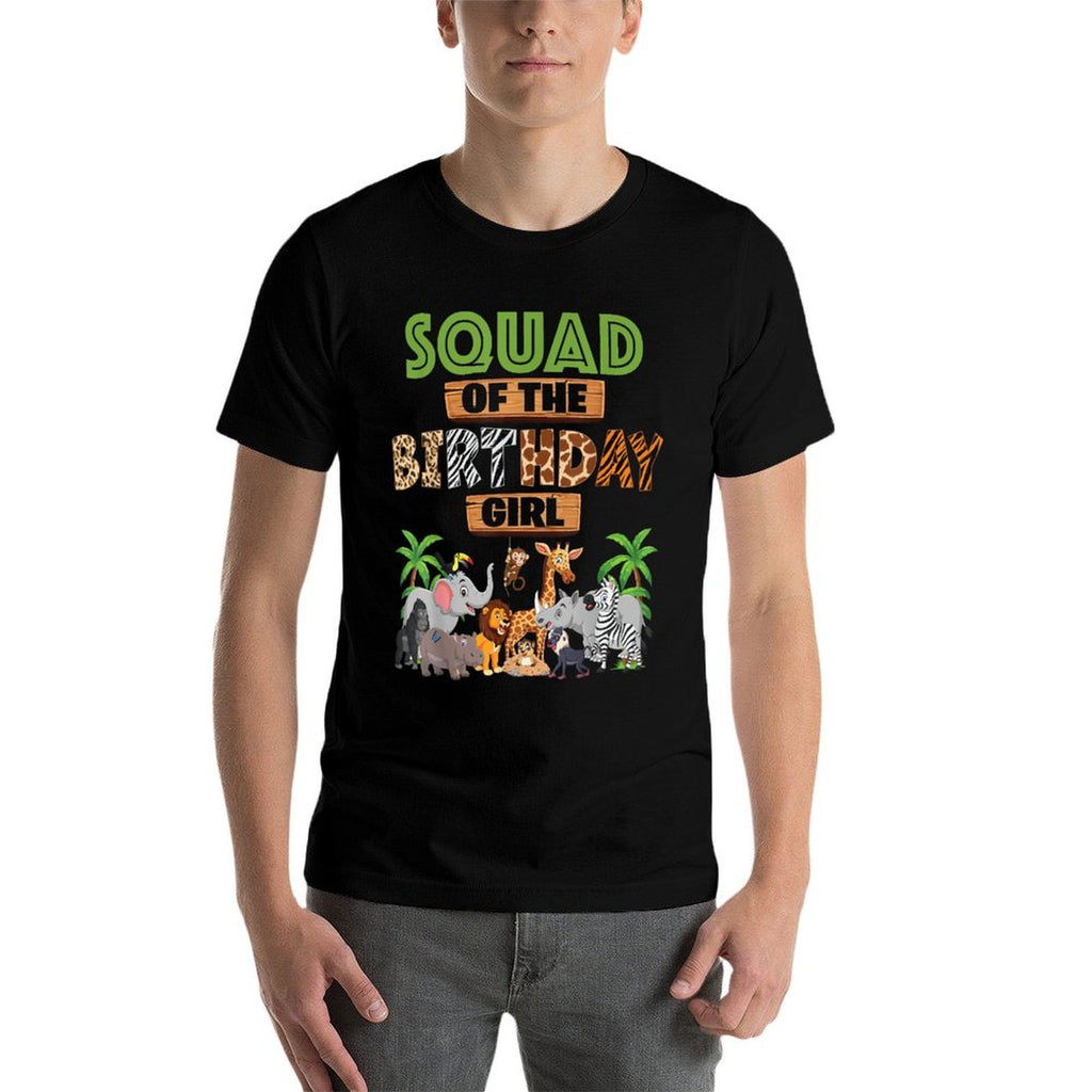 Wild Squad Of The Birthday Girl Zoo Safari Jungle Animal  Heathered Texture T-Shirt