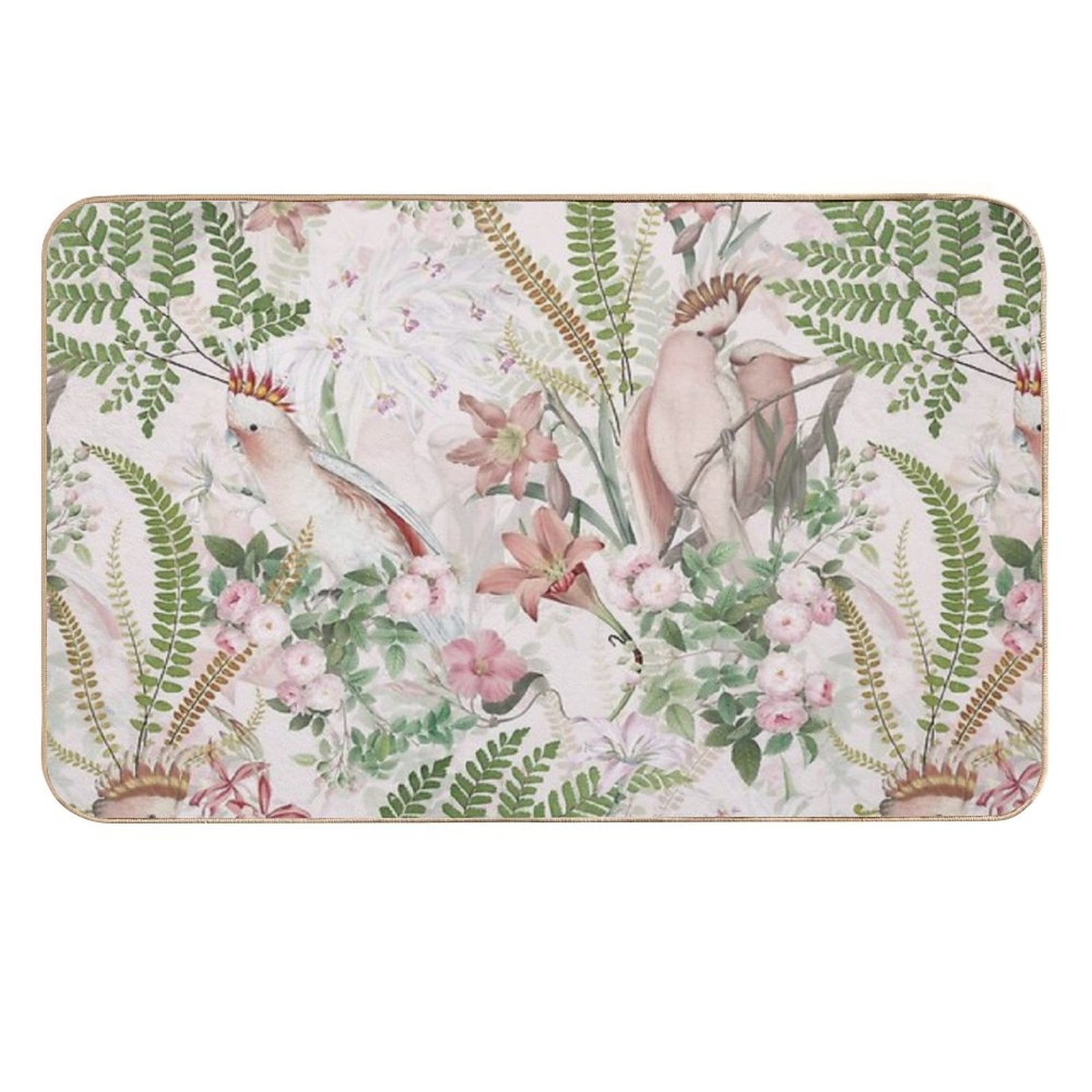 Vintage Cockatoo Jungle Botanical Garden 1 Nightgarden  Easy Maintenance Bath Mat