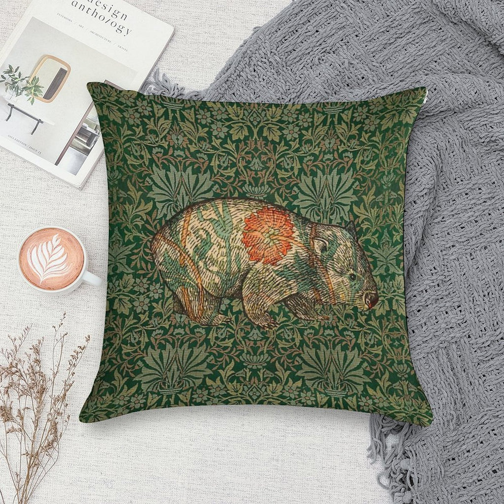 Rossetti's Wombat in Green Flower Garden Soft Multiple Sizes Throw Pillow