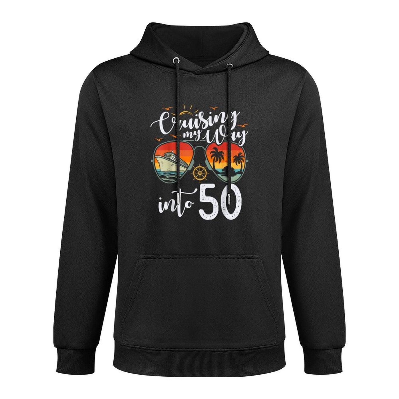 Cruising My Way Into 50 Funny 50th Birthday Cruise Crew Cotton-Polyester Blend Hoodie