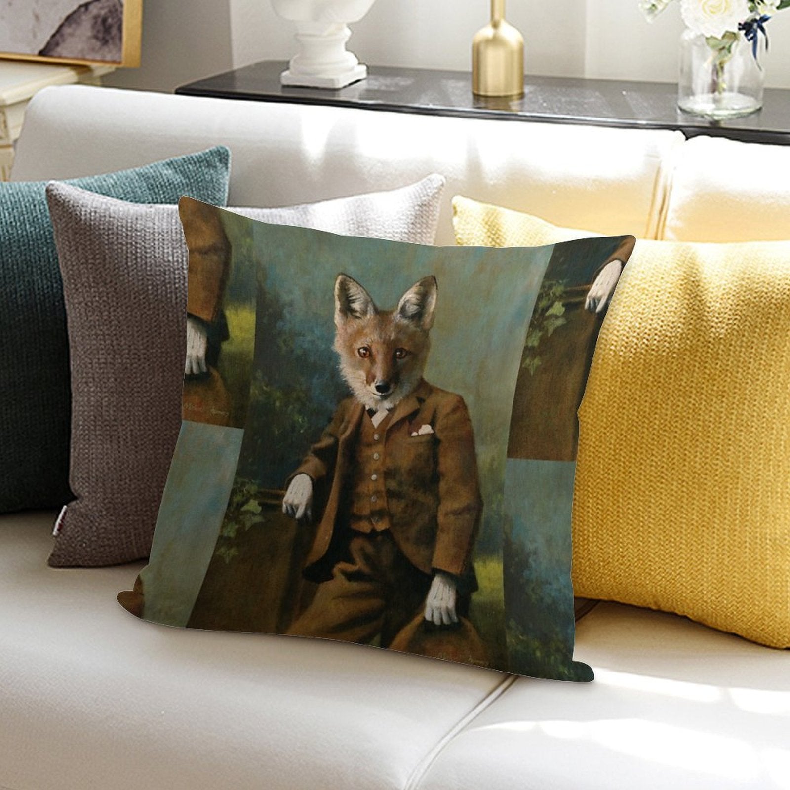 Young Master Fox Soft Gift Ready Throw Pillow