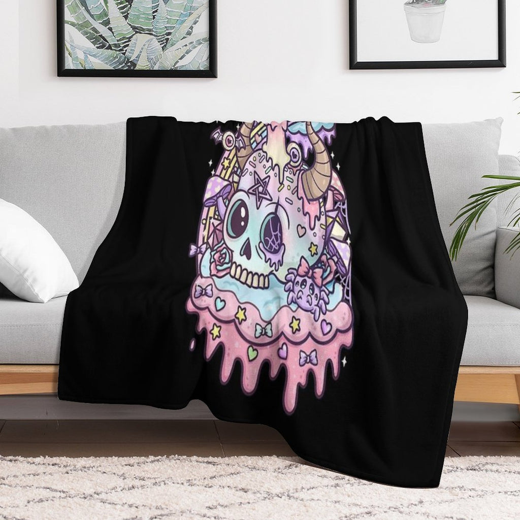 Pastel Goth Skull Kawaii Anti-pilling Throw Blanket